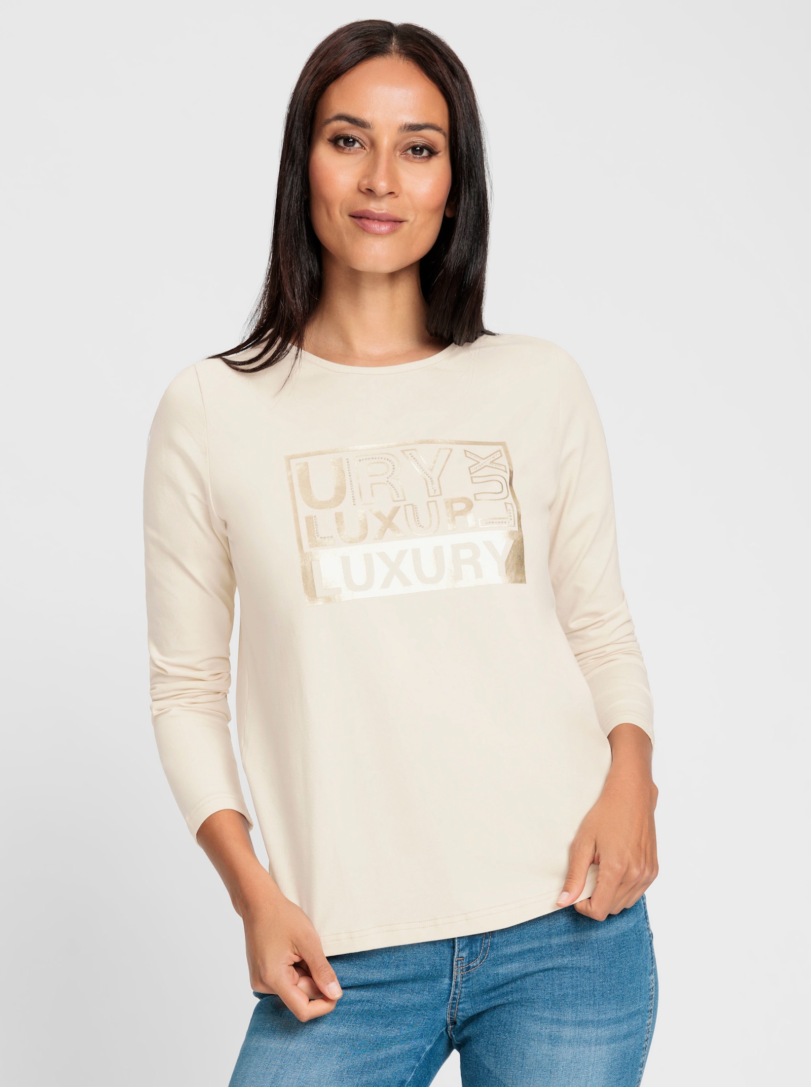 heine T-shirt à manches longues avec imprimé feuille - couleur ivoire