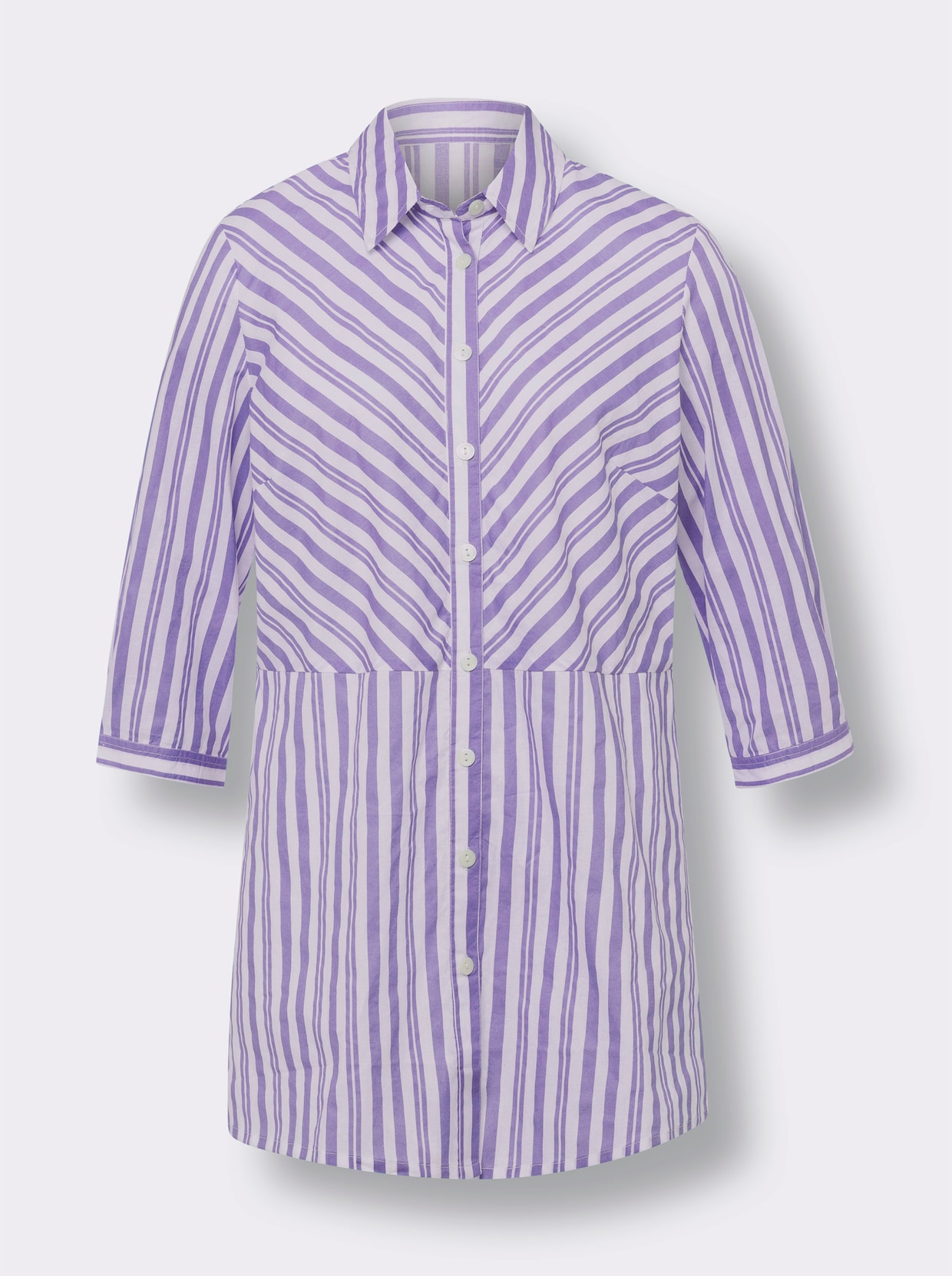 Longline blouse - lavendel/wit gestreept