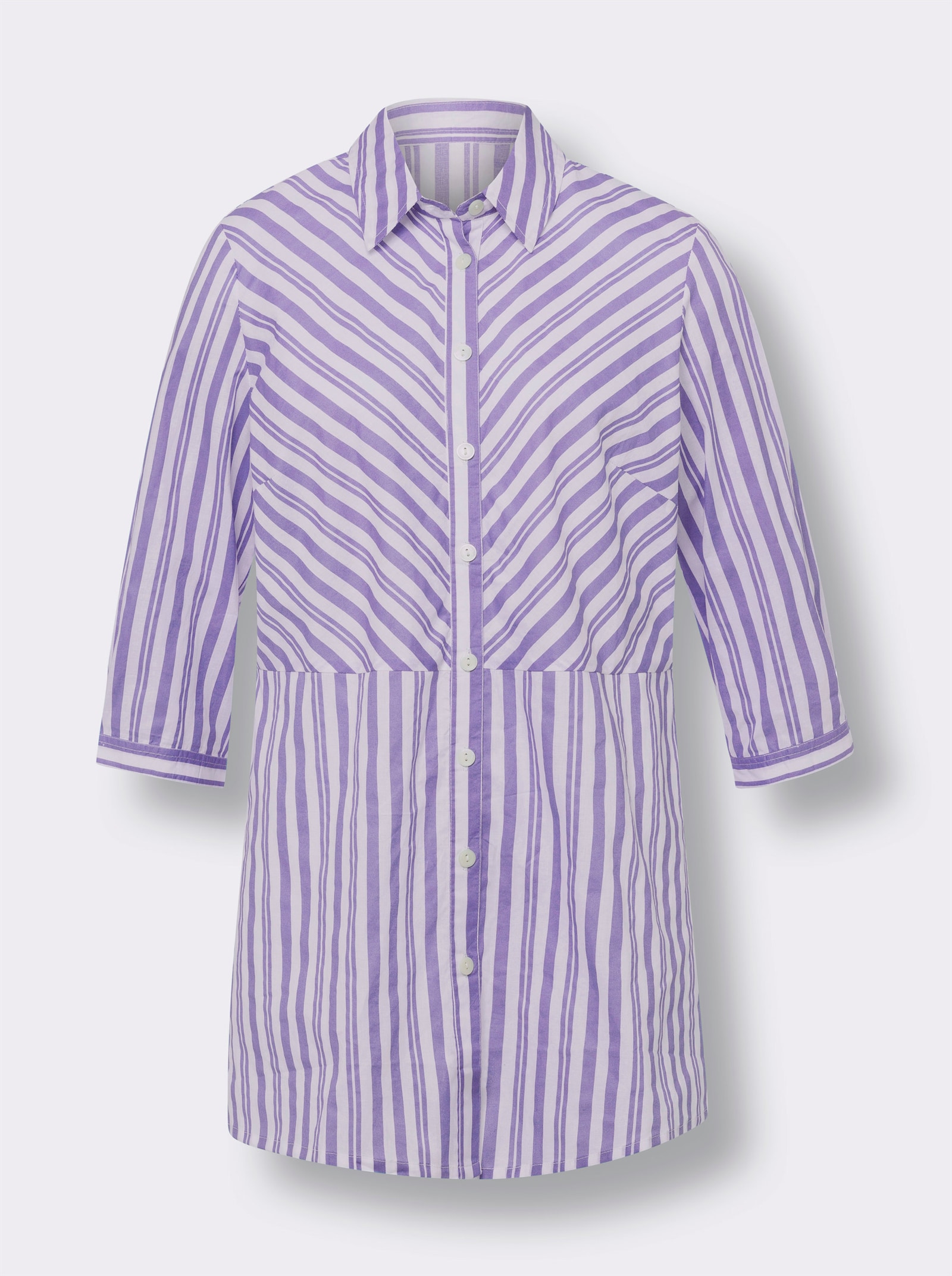 Lange blouse in streepdessin - lavendel/wit gestreept