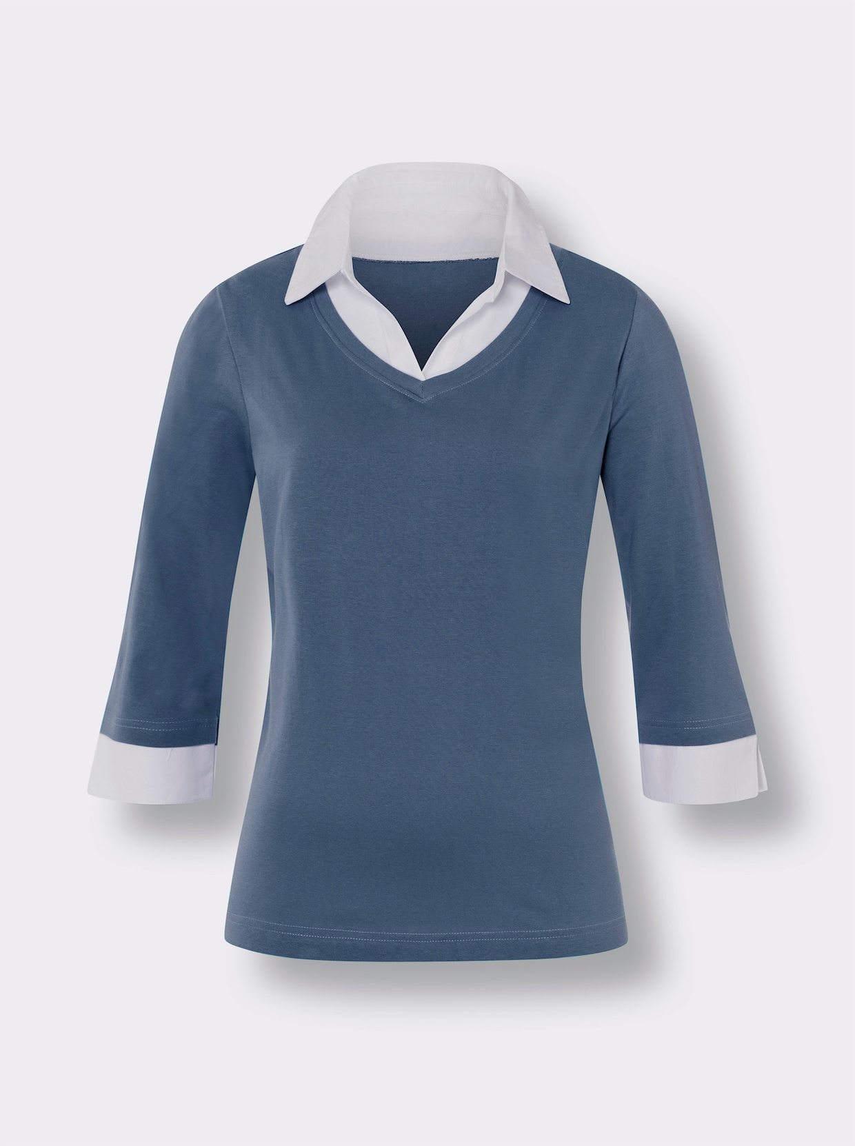 2-in-1-shirt - jeansblauw