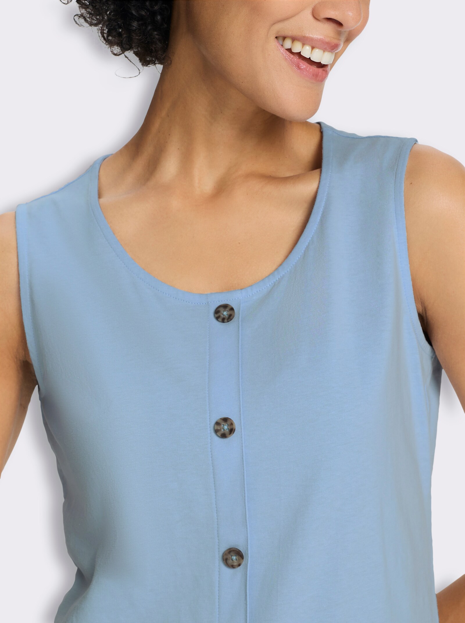 Shirttop mit imitierter Knopfleiste - eisblau