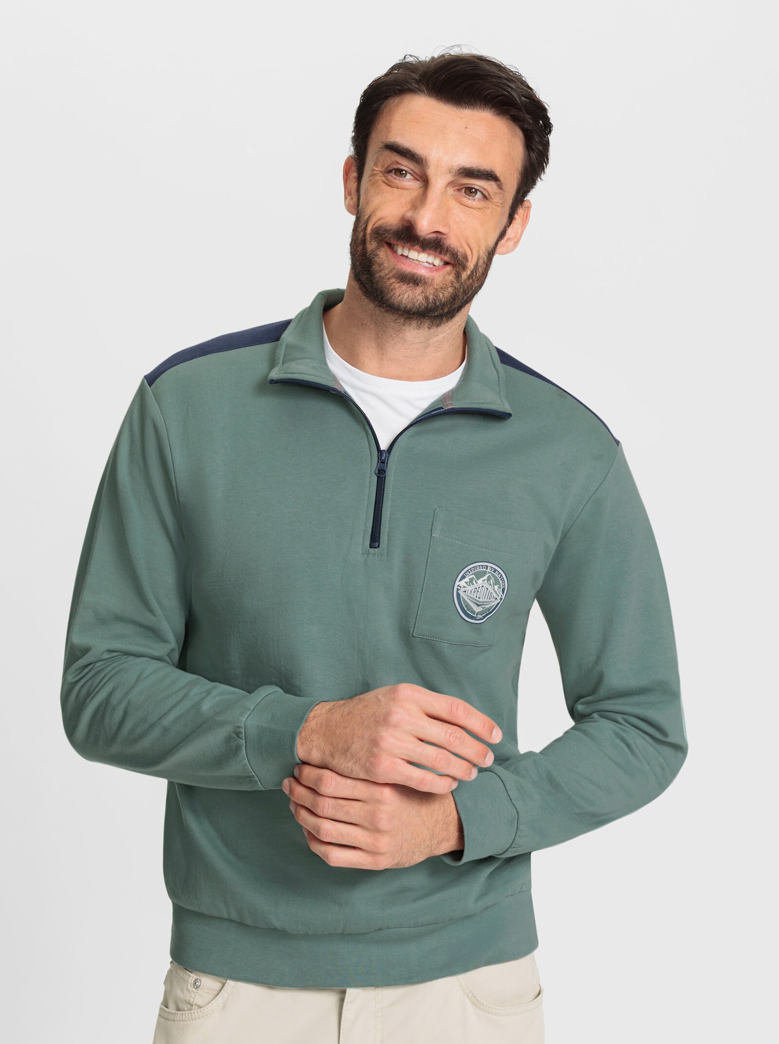 Catamaran Sweatshirt mit kontrastfarbenen Details - jade