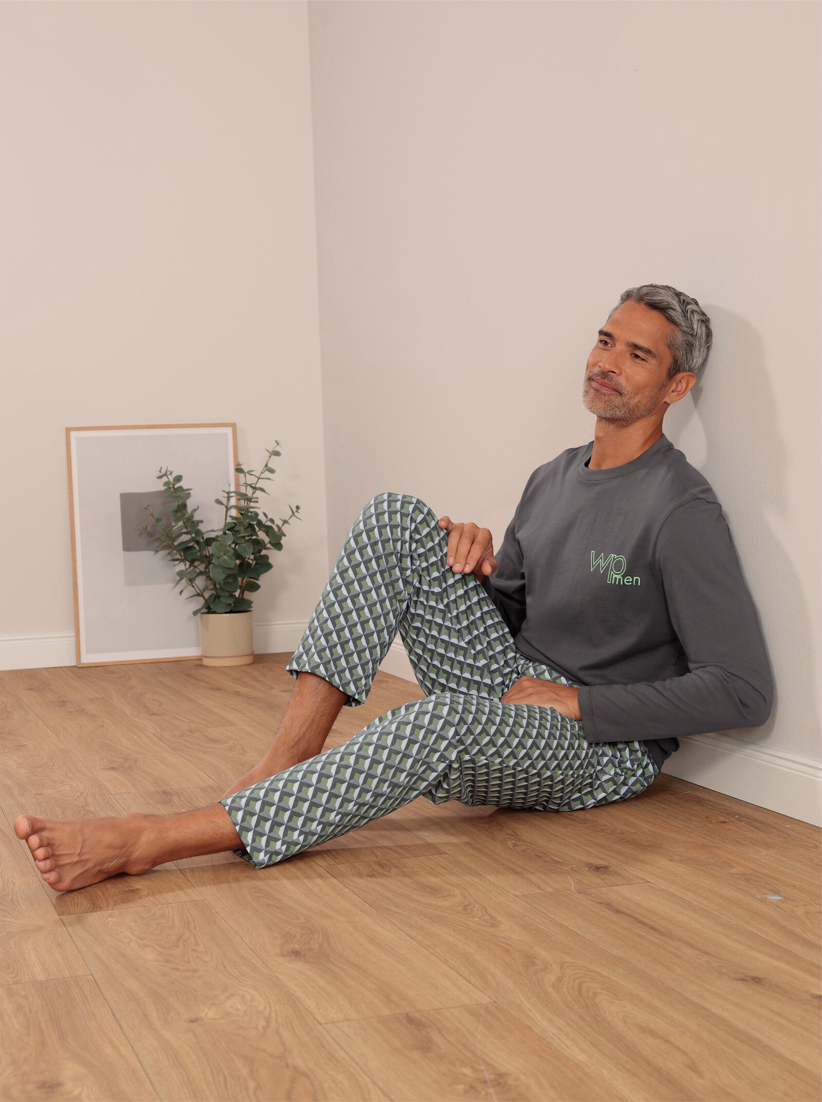 wäschepur men Schlafanzug-Shirt - anthrazit