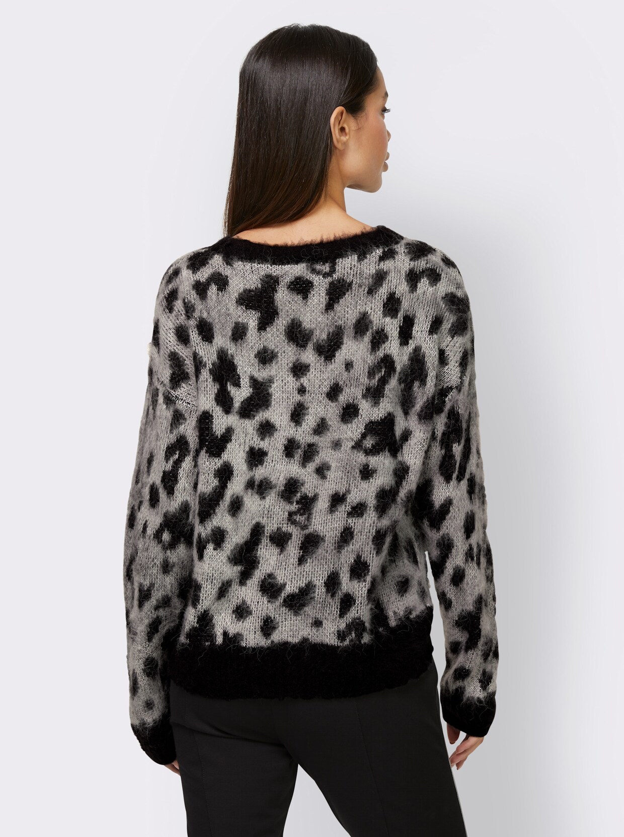 heine Pullover met ronde hals - zwart/ecru gedessineerd