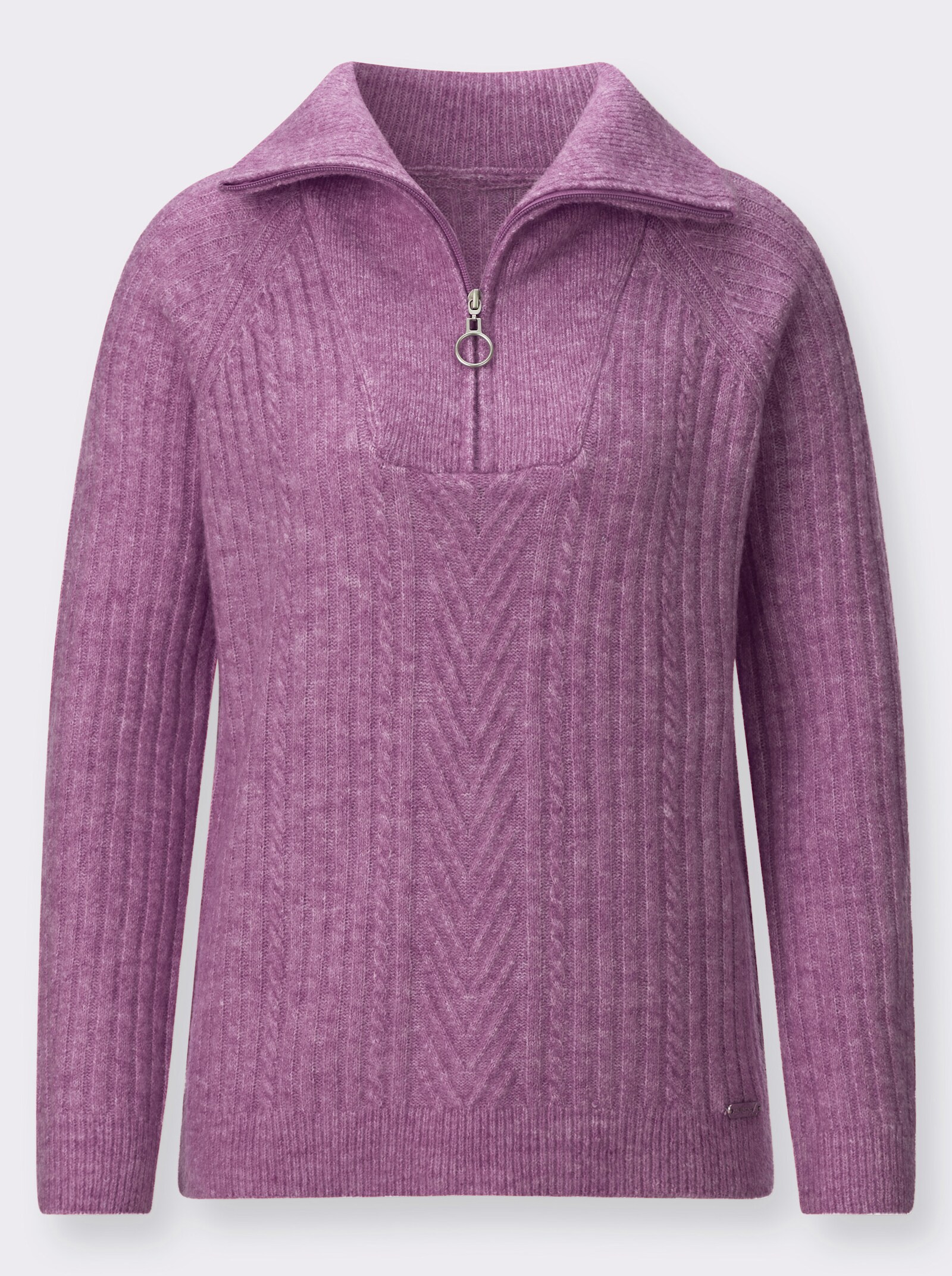 Schipperstrui van ribtricot - violet gemêleerd