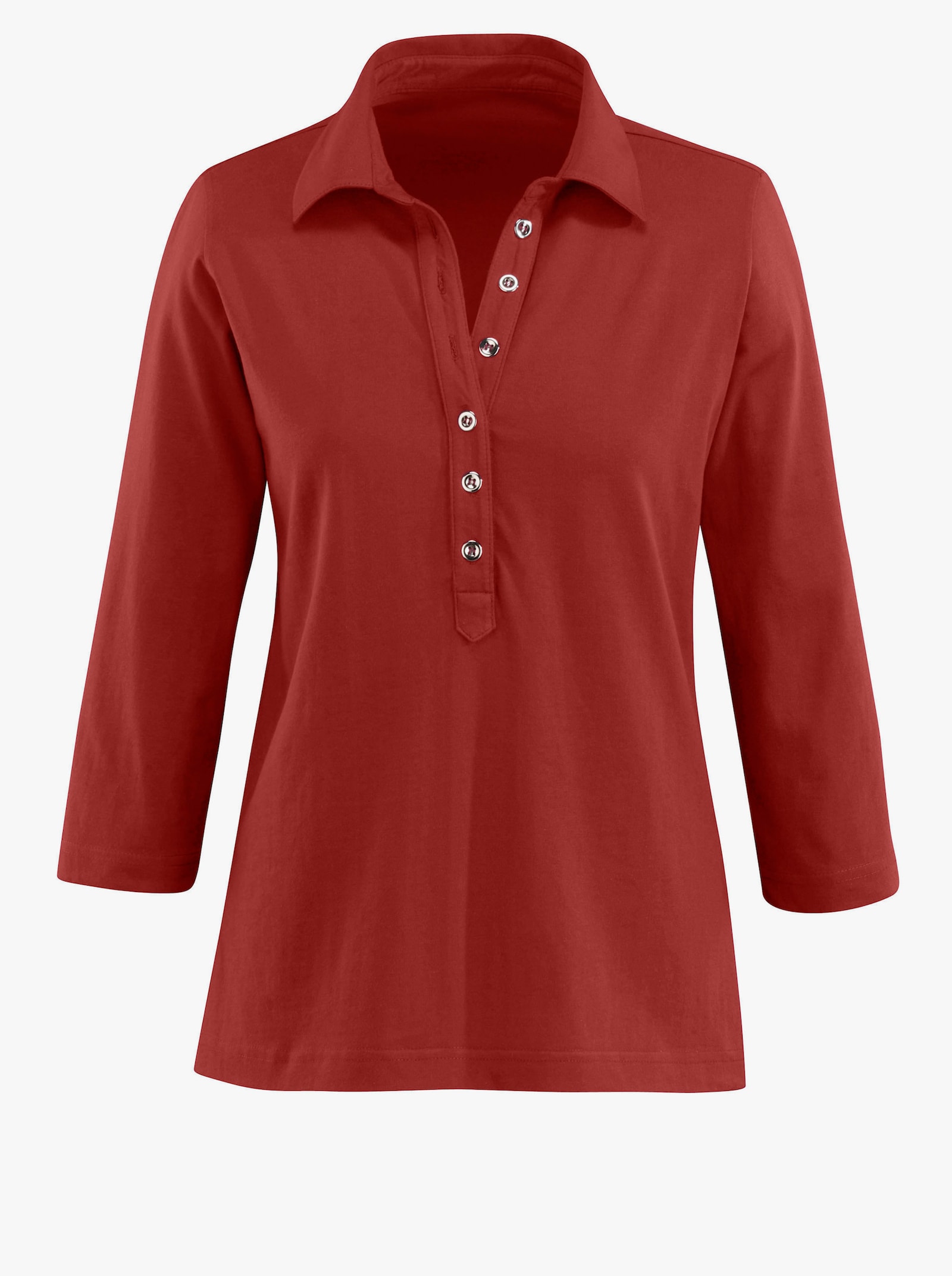 Poloshirt met lange knoopsluiting - roestrood