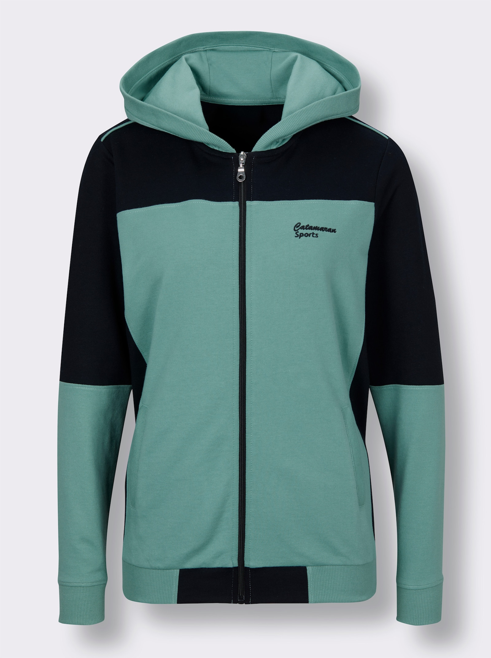 Catamaran Sports Sweatjacke im Colour-Blocking - salbei-schwarz