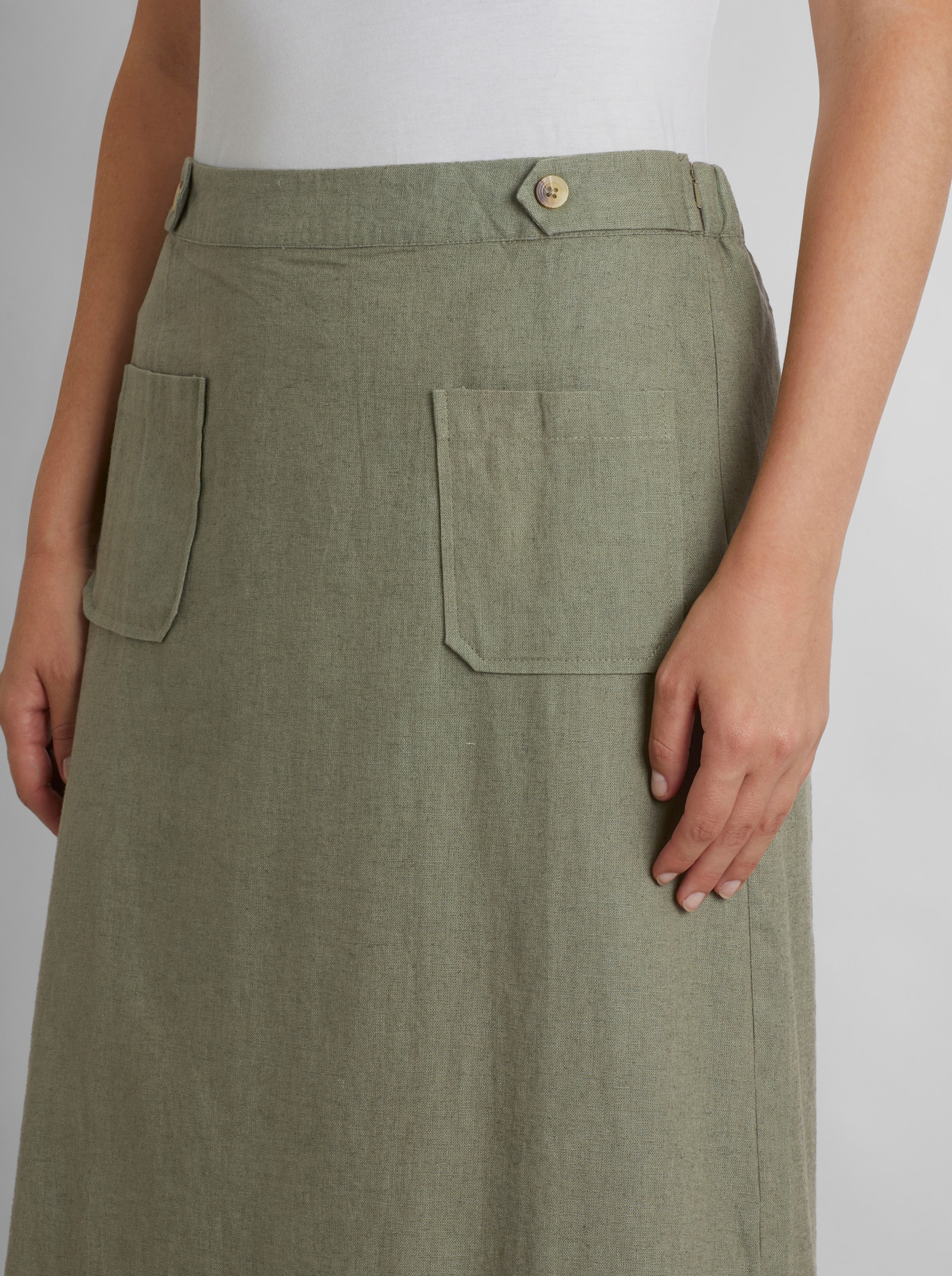 heine Webrock mit Leinen - khaki
