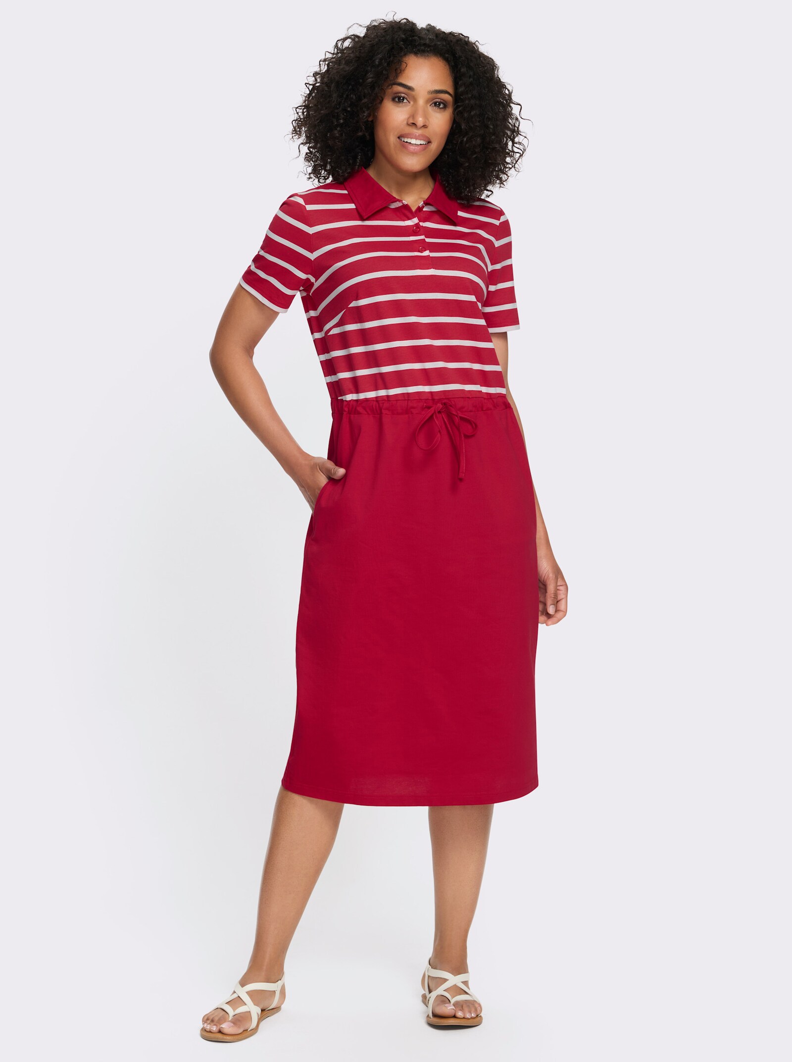 Jerseykleid mit 2 Nahttaschen - rot