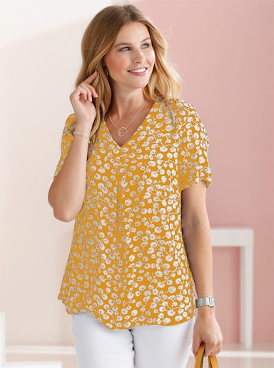 Comfortabele blouse - geel geprint