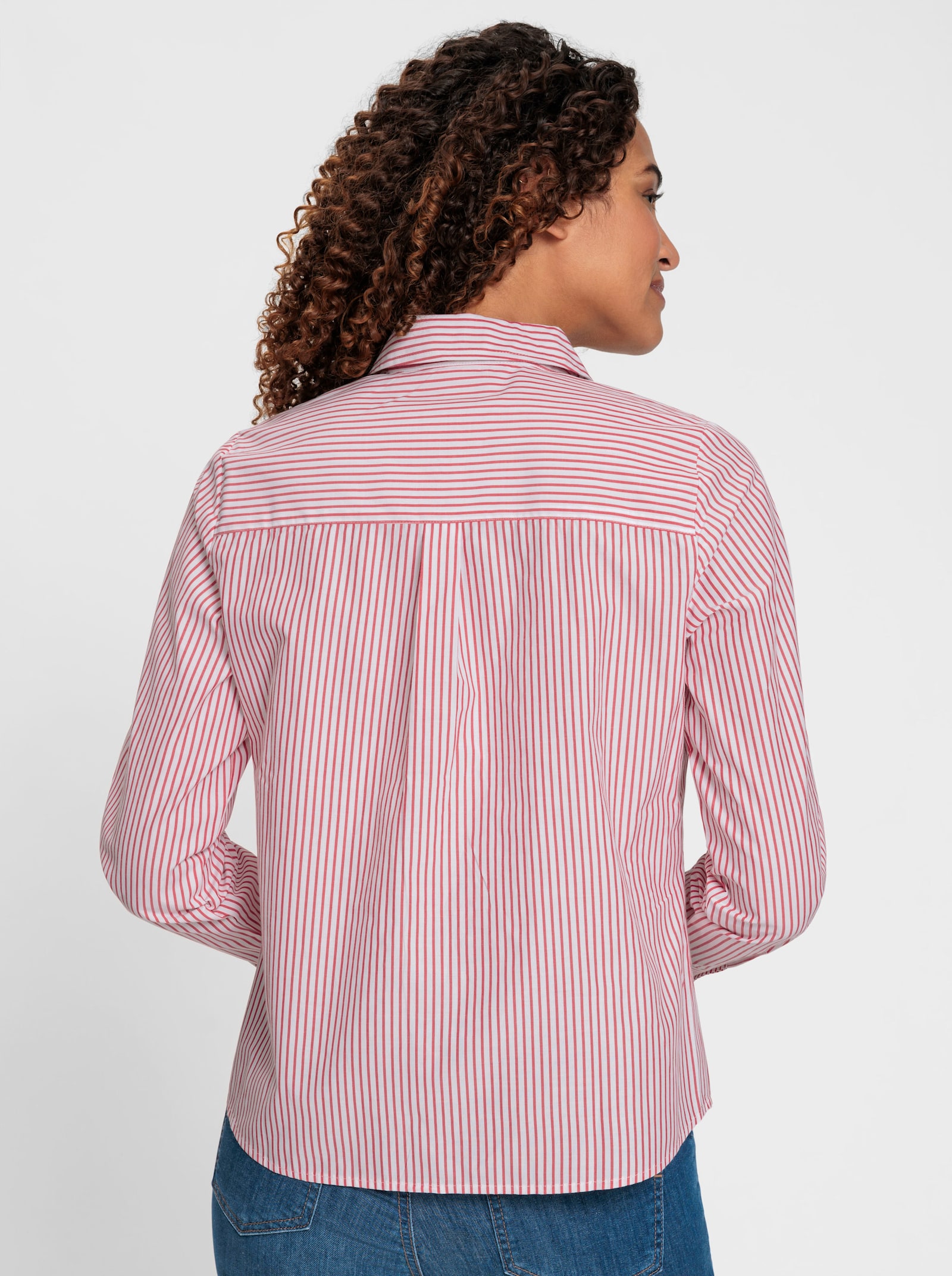Blúzka, pruhy, dĺžkovo nast. rukávy - Červ.-svetlob pr.