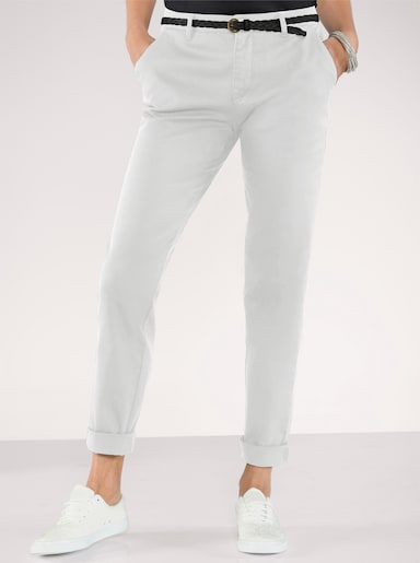  Boyfriend-Hose mit Gürtelschlaufen - weiß