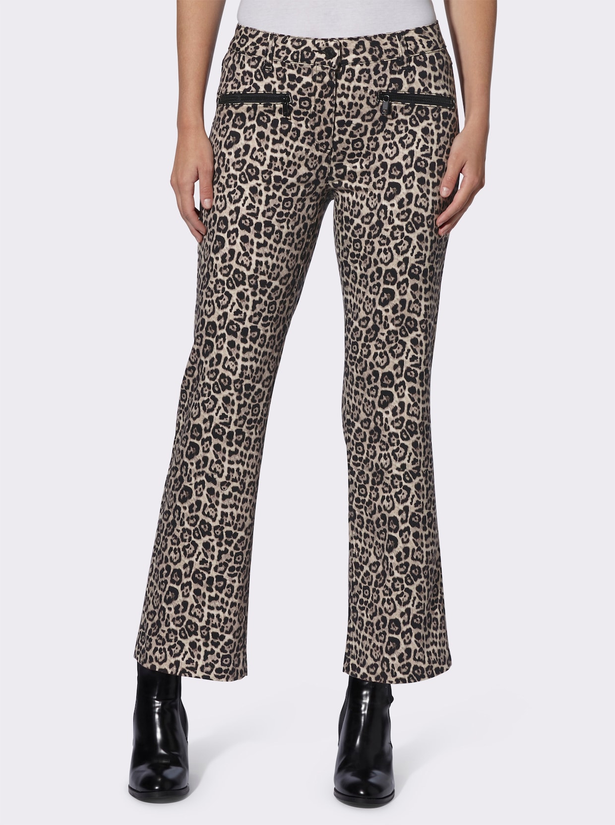 heine Bedrukte broek - beige/zwart geprint