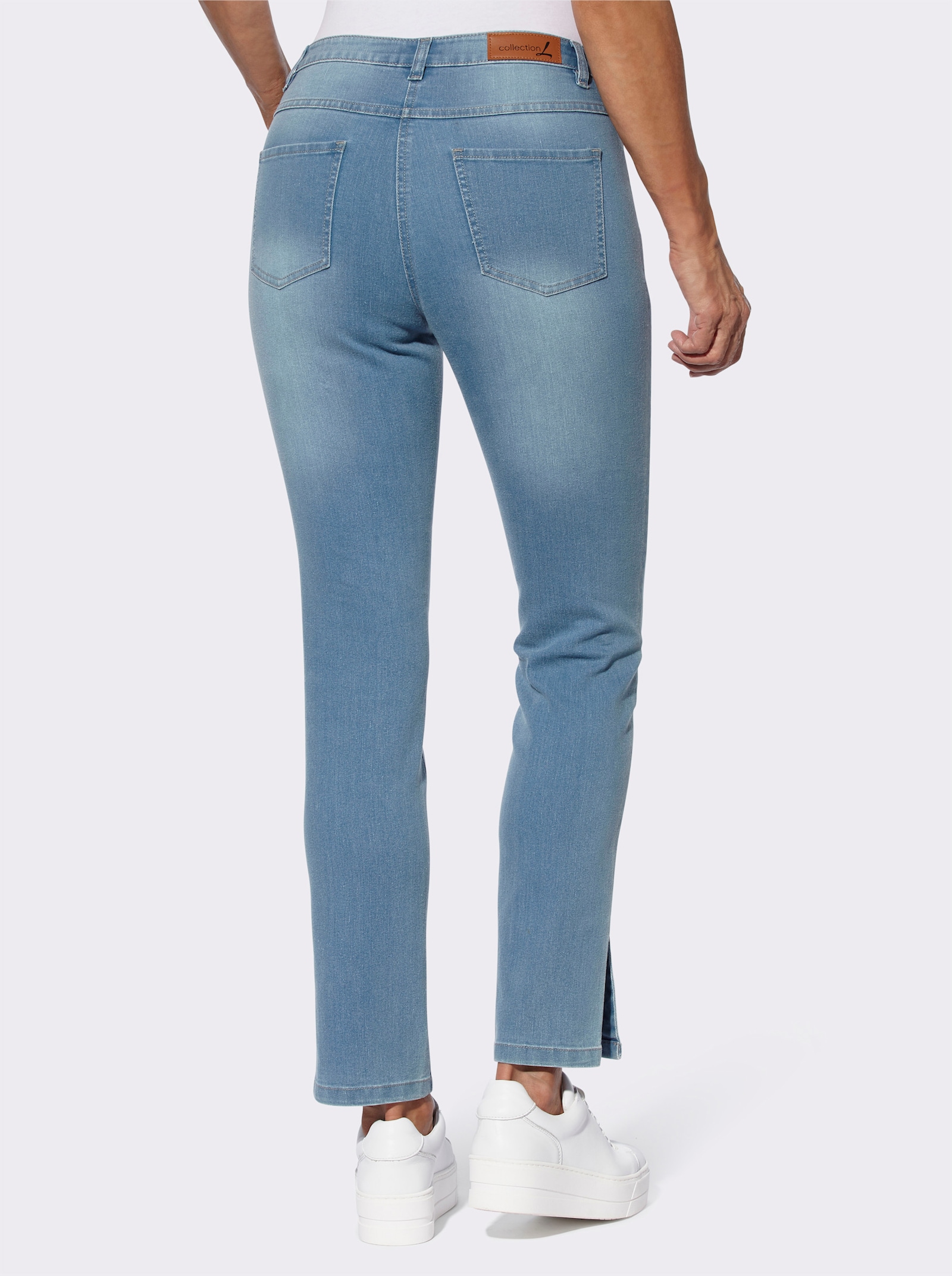 Jeans met voetsplitten - blue-bleached