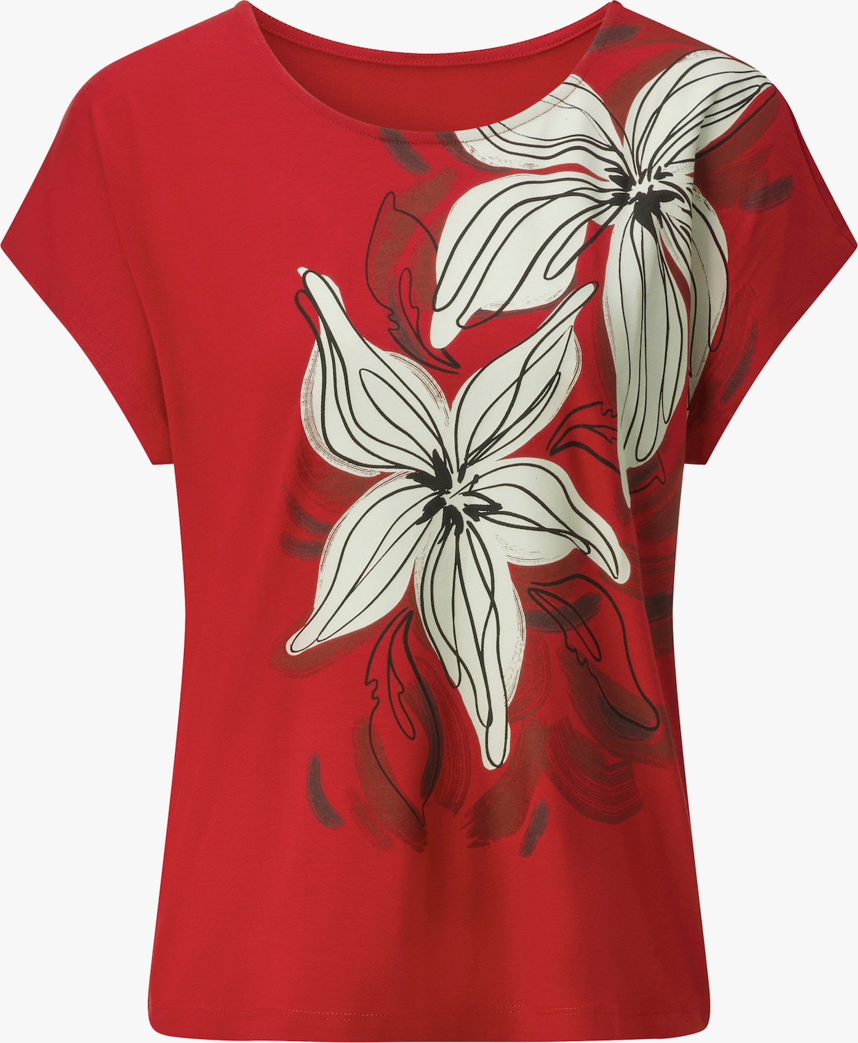 Print-Shirt - rot-champagner-bedruckt