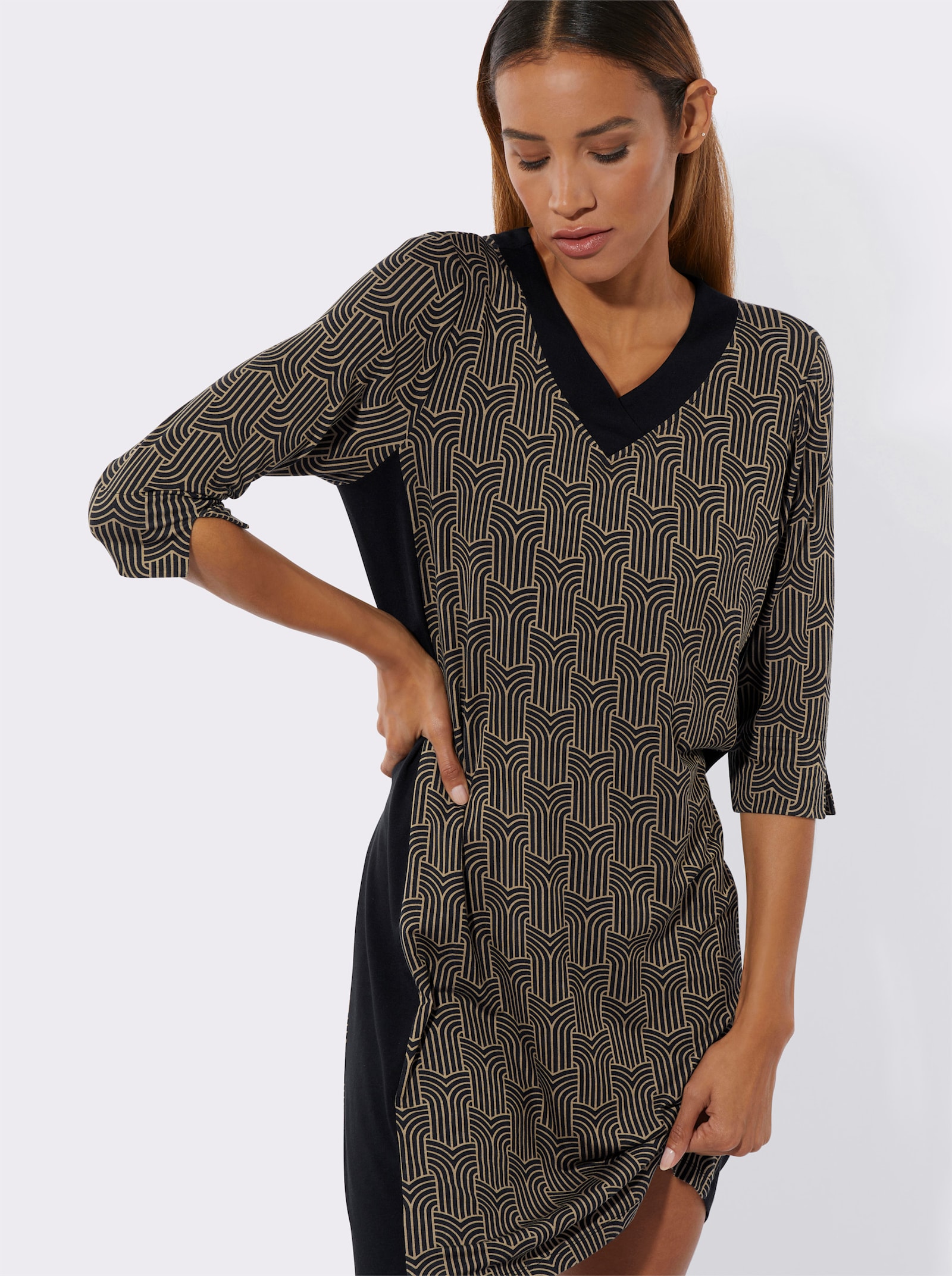 wäschepur Chemise de nuit - noir-chamois imprimé