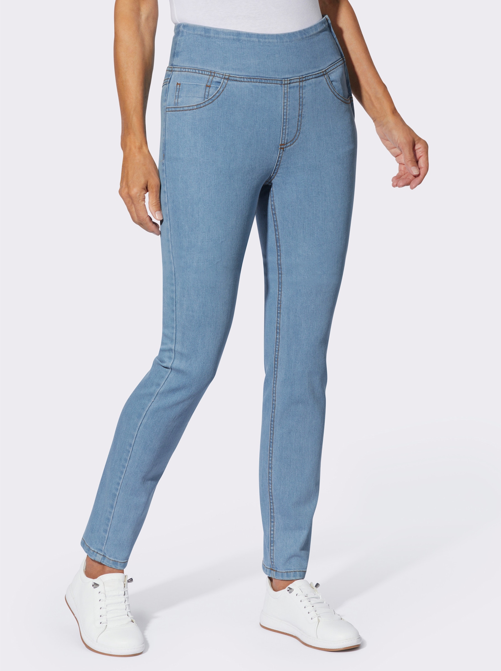 Jeans mit seitlichem Reißverschluss - blue-bleached