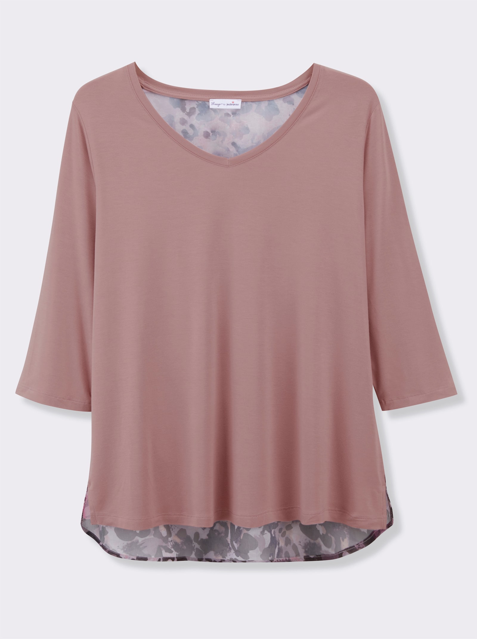 sheego by Joe Browns 3/4-Arm-Shirt im Material-Mix - rosenholz-burgund-gemustert