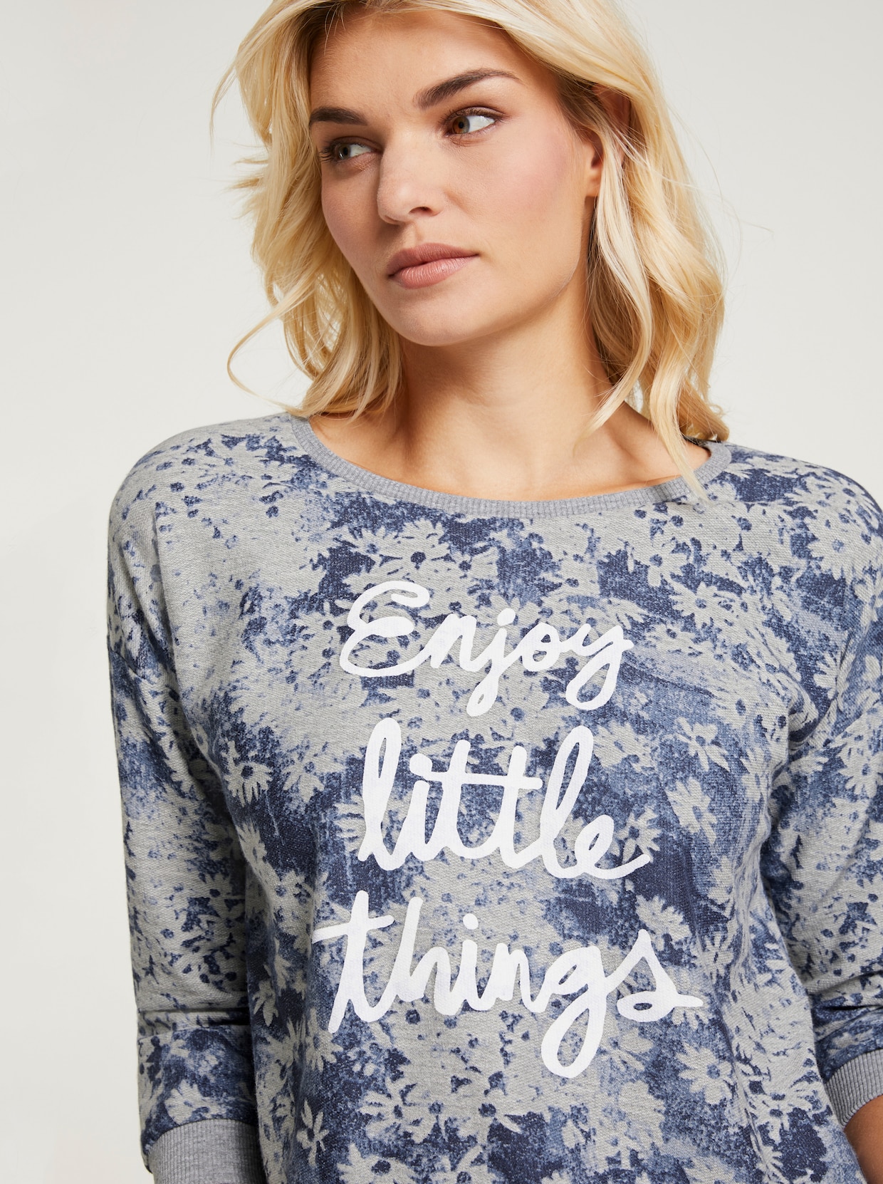 heine Shirt met 3/4-mouw - blauw/grijs