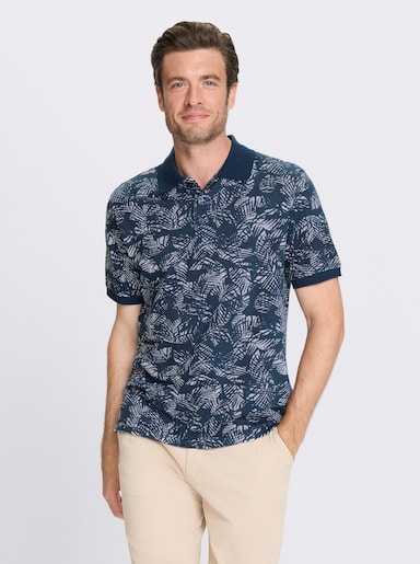 Catamaran Kurzarmshirt mit floralem Allover-Muster - dunkelblau-weiß-gemustert