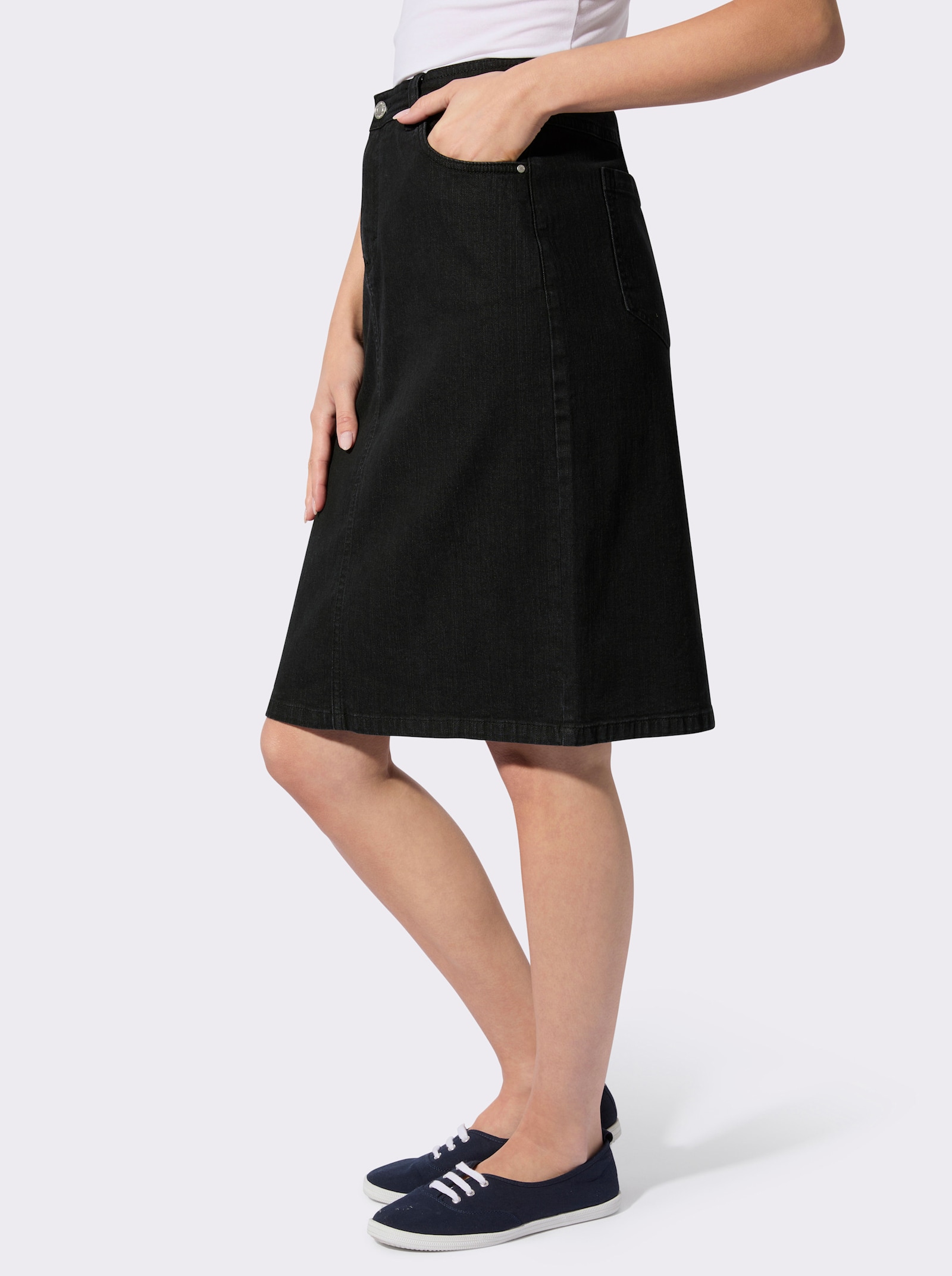 Jeansrock in 5-Pocket-Form - black-denim