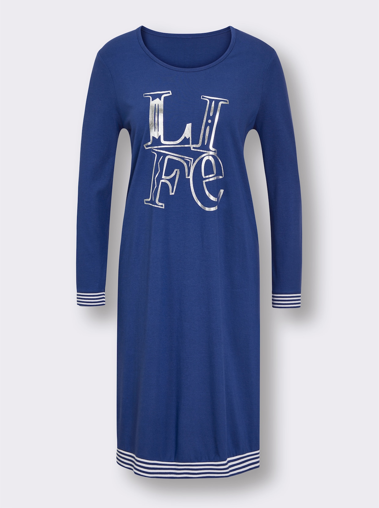 wäschepur Sleepshirt - royalblau-weiß