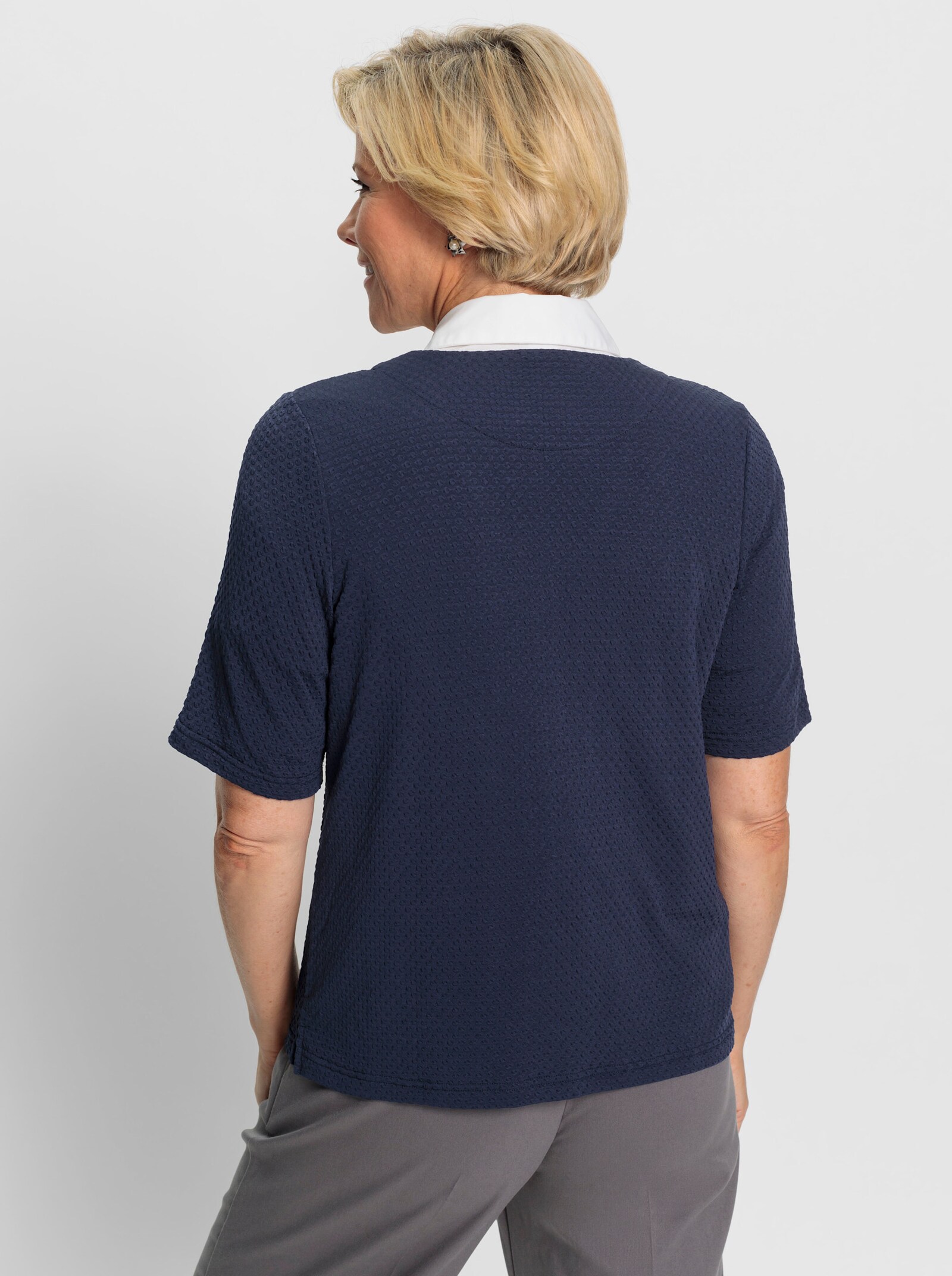 Shirtjacke in Jacquard-Qualität - marine