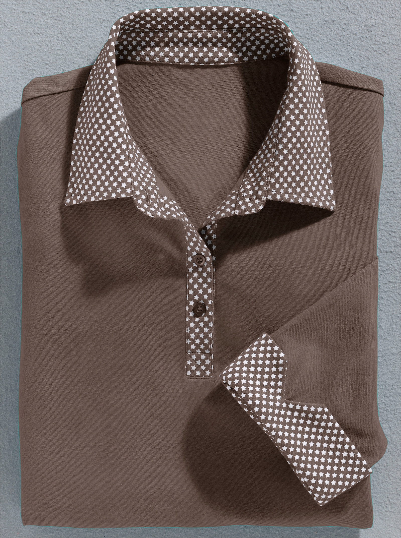 Poloshirt met contrasterende accenten - taupe