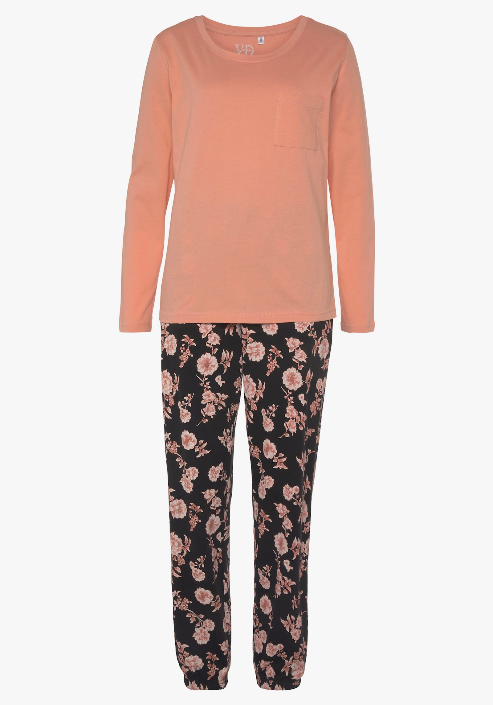 Vivance Dreams Pyjama - schwarz-gemustert