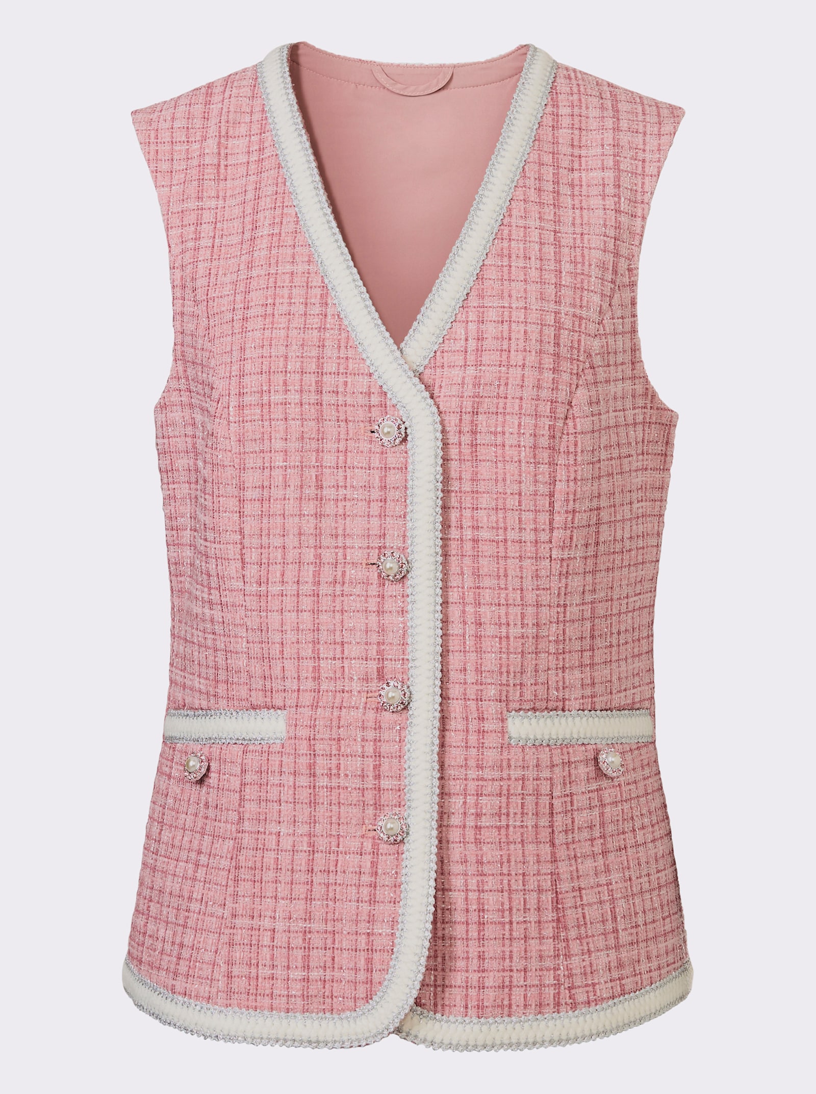 Weste mit Schmuckknöpfen - rosenquarz-meliert