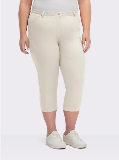 3/4-Jeans mit Bändchen-Verzierung - weiß