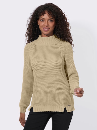 Stehkragenpullover mit Raglan-Ärmel - sand