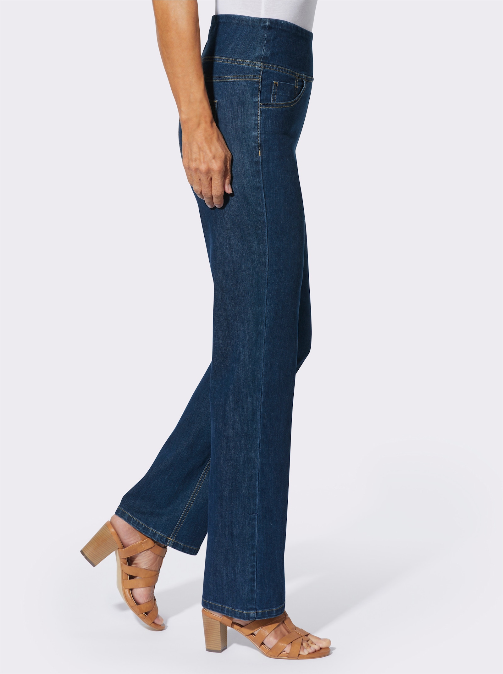 Gerade Jeans mit hohem Bund - blue-stone-washed