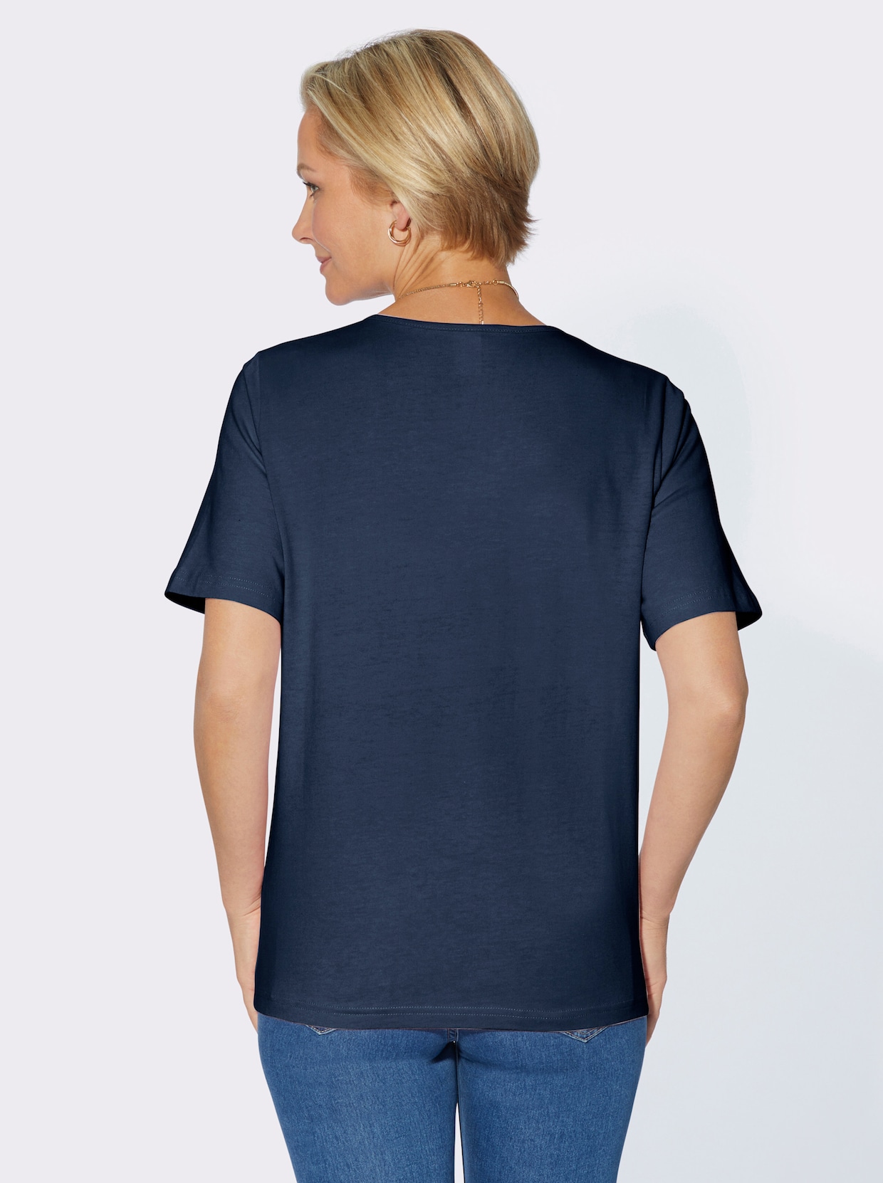 Shirt met ronde hals - donkerblauw