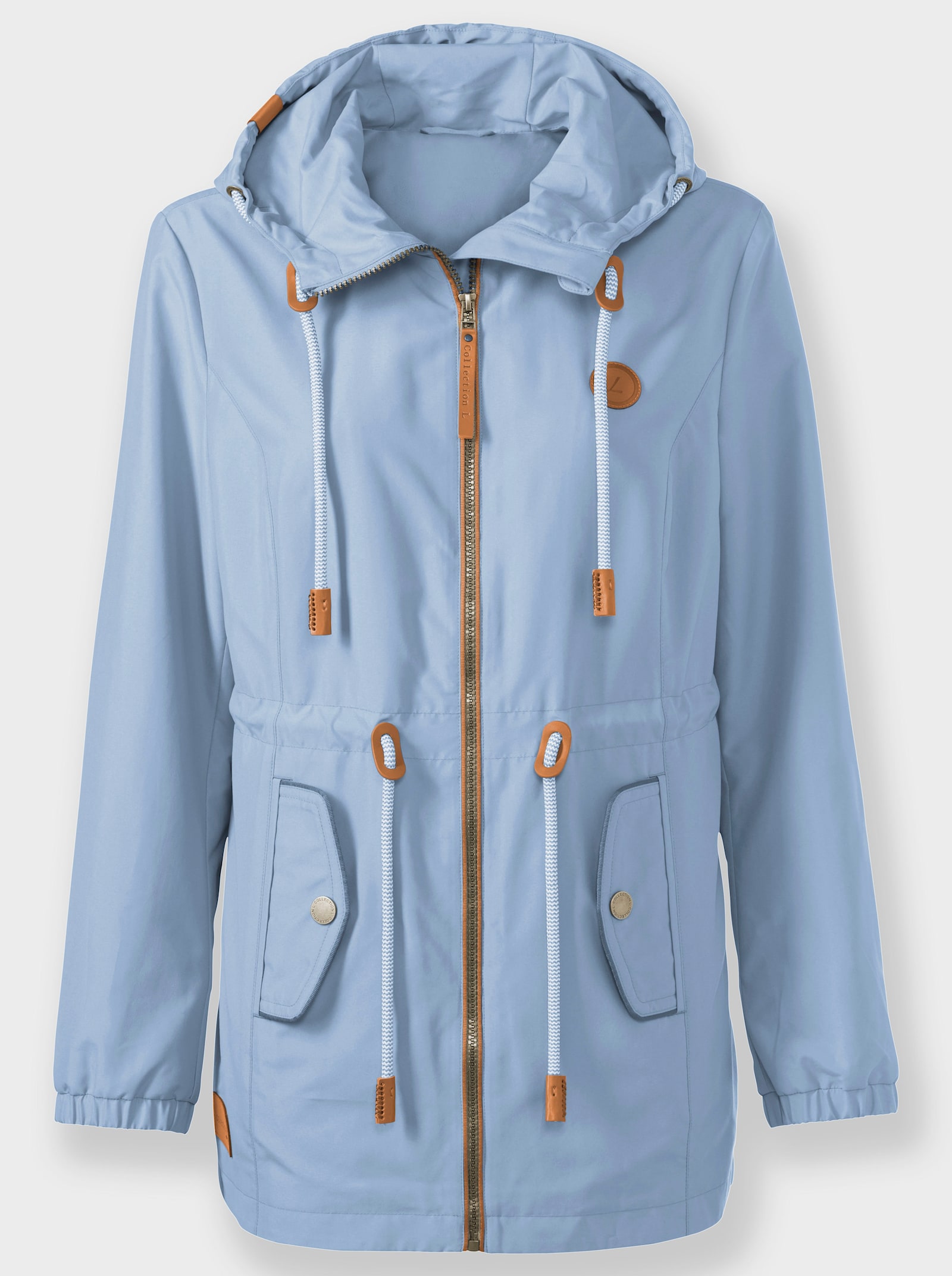 Microfaserjacke mit weitenverstellbarer Kapuze - eisblau