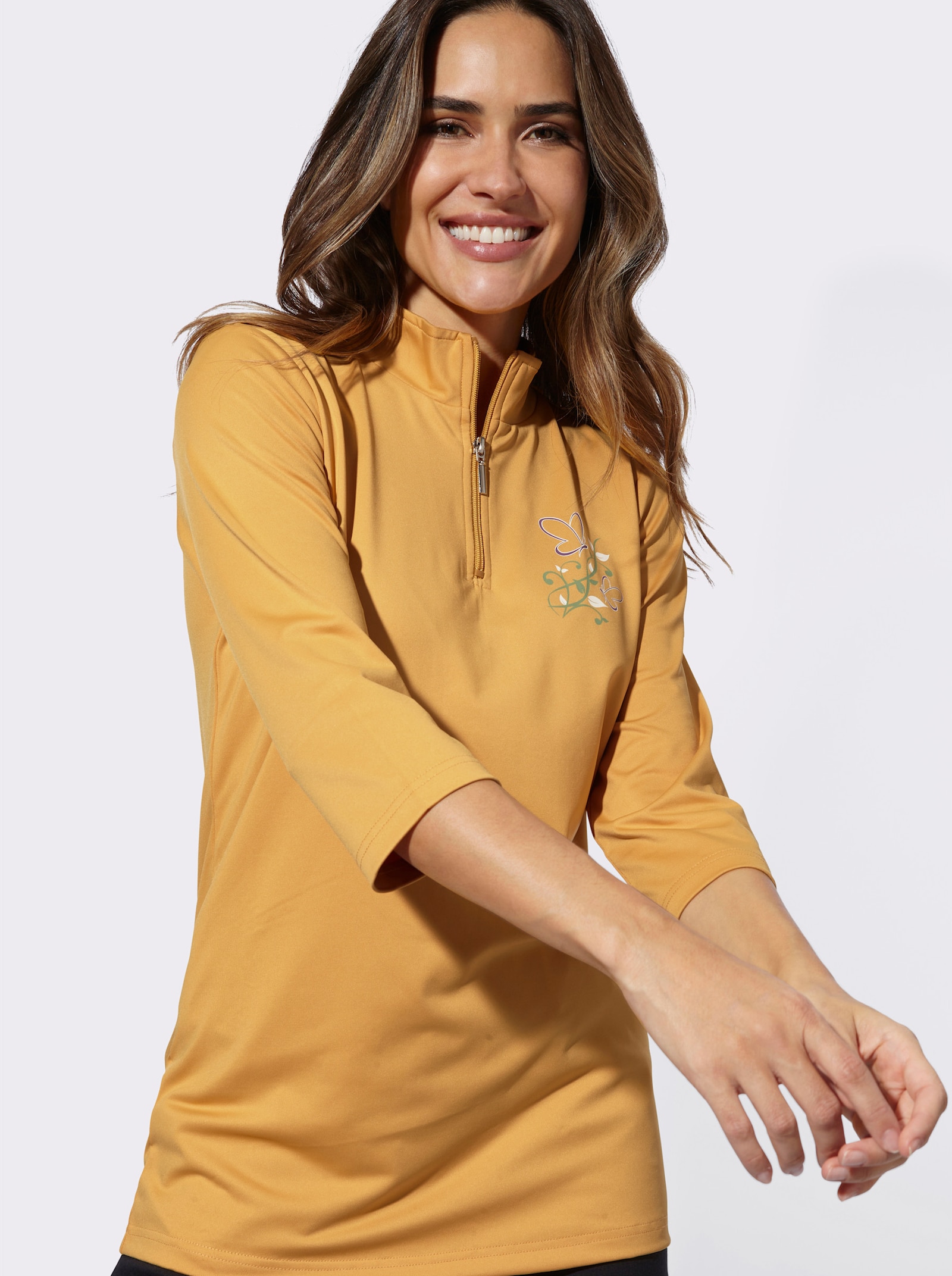 Freizeitshirt mit Druckmotiv - ocker