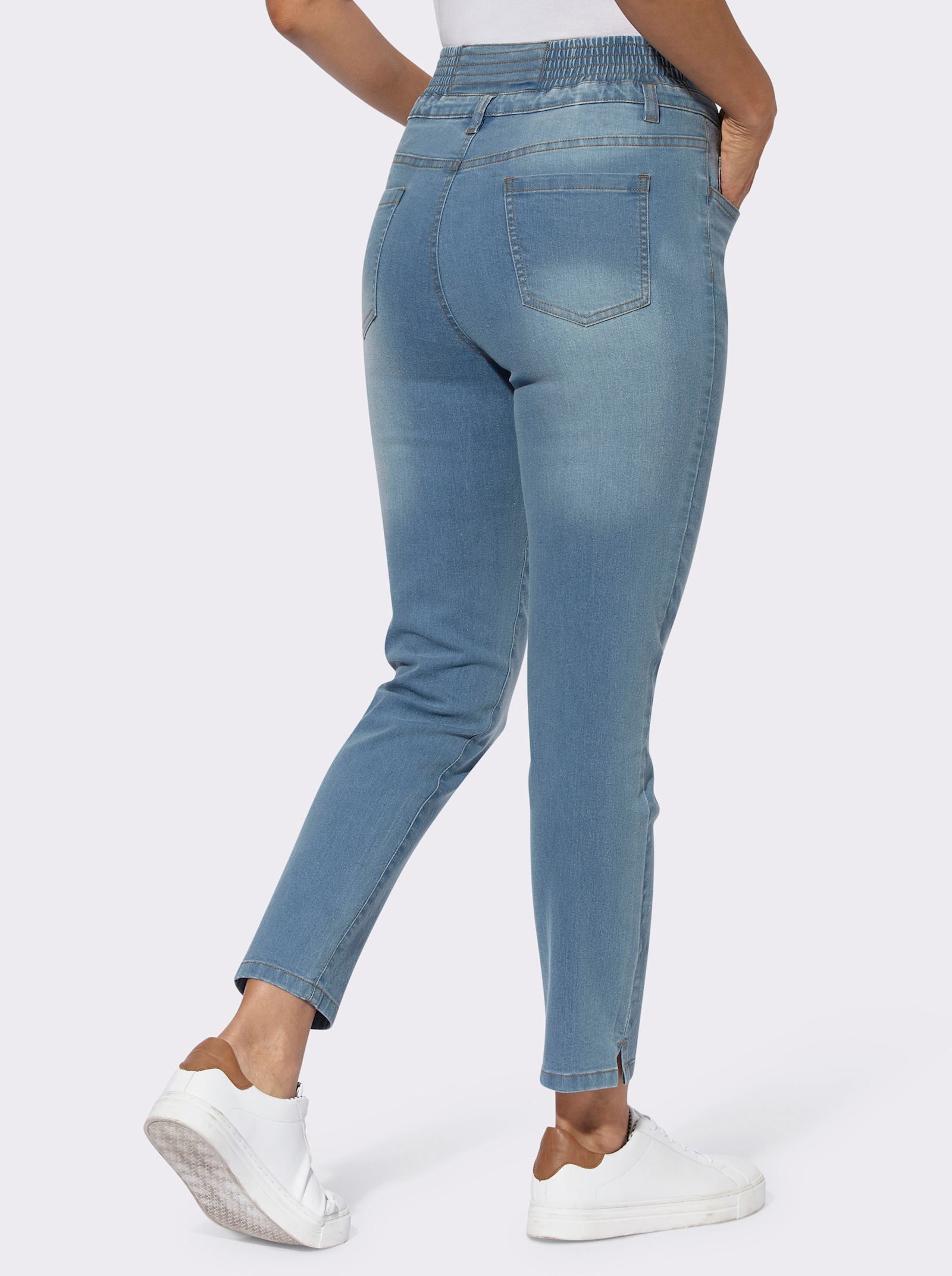 7/8-broek met smokinzet op de band - blue-bleached