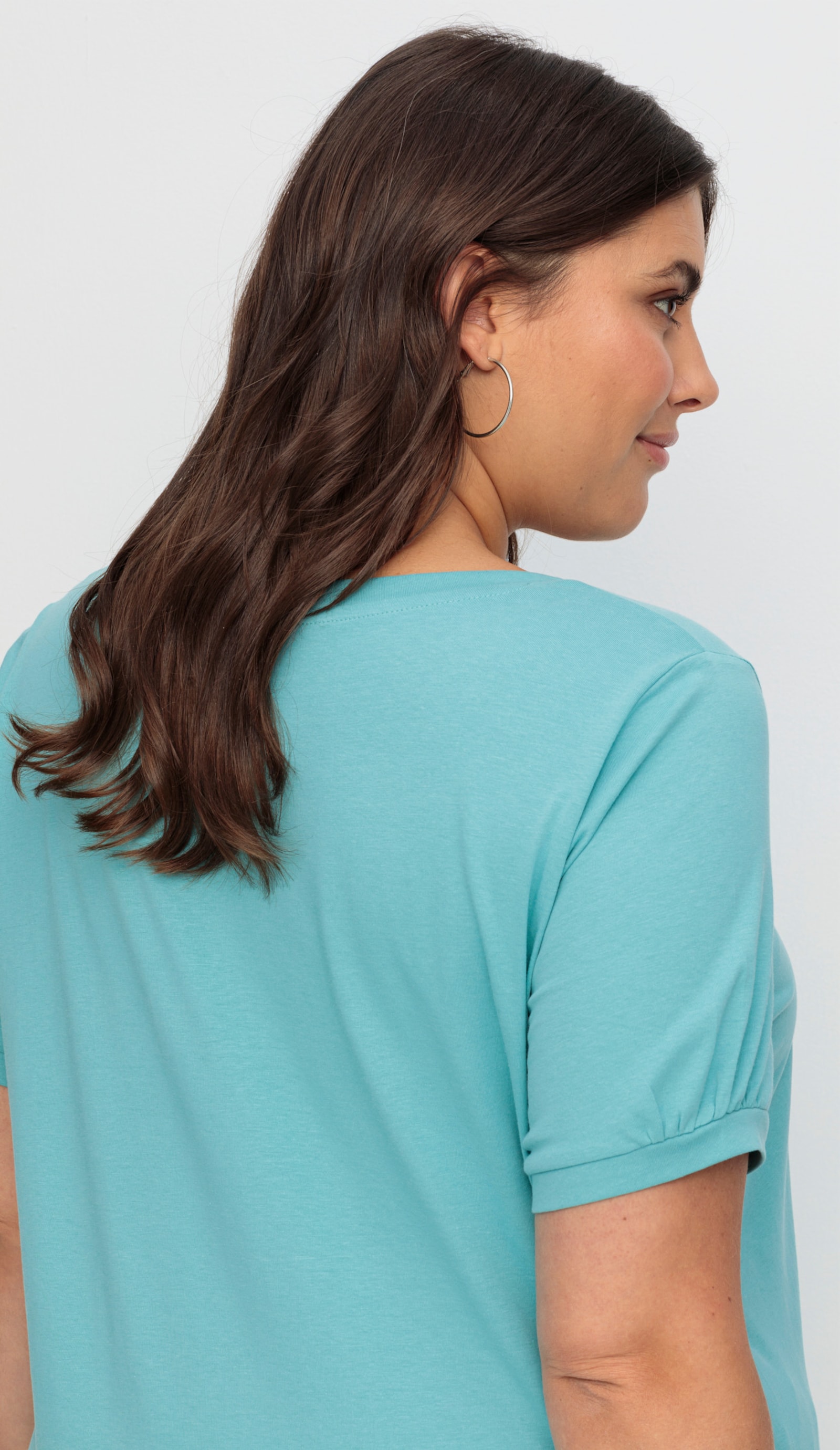 Longshirt mit gerafftem Ausschnitt - ozean