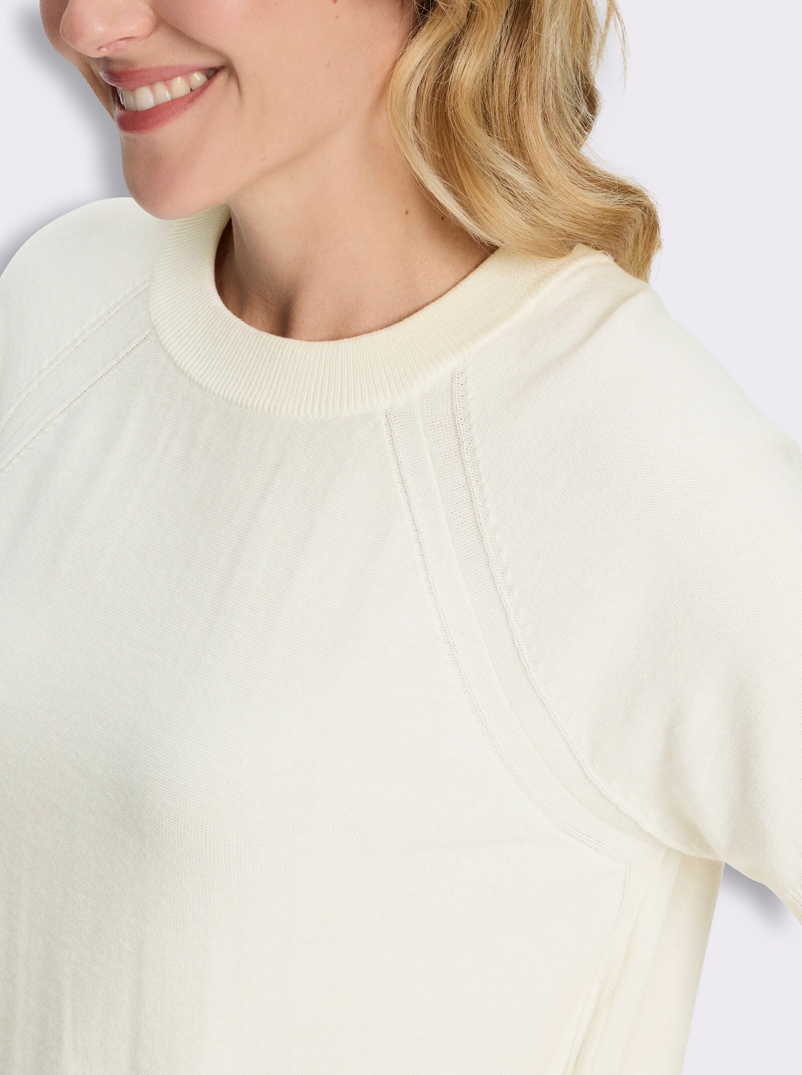 Kurzarmpullover mit Raglan-Ärmeln - ecru