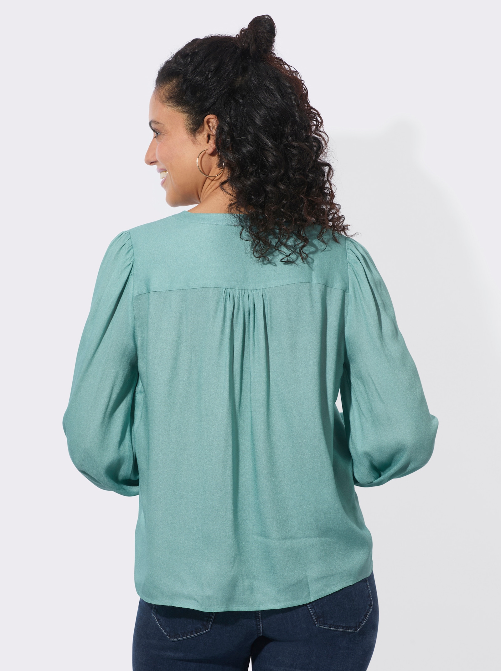  Longbluse in Crêpe-Qualität - salbei