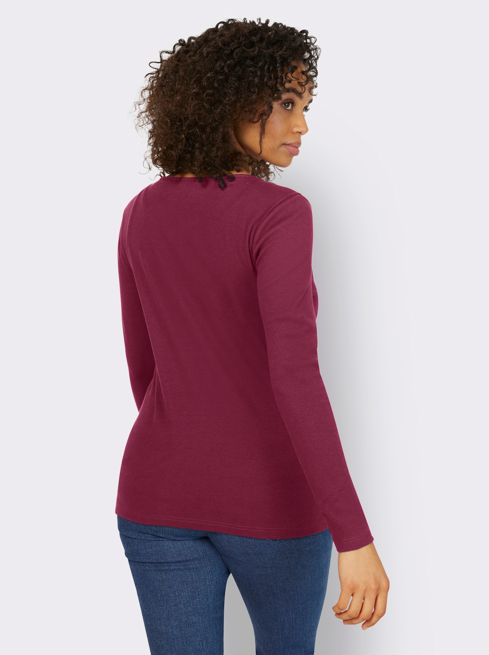 heine Langarmshirt mit Ripp-Struktur - bordeaux