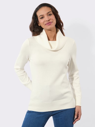 Rollkragenpullover aus weichem Feinstrick - ecru