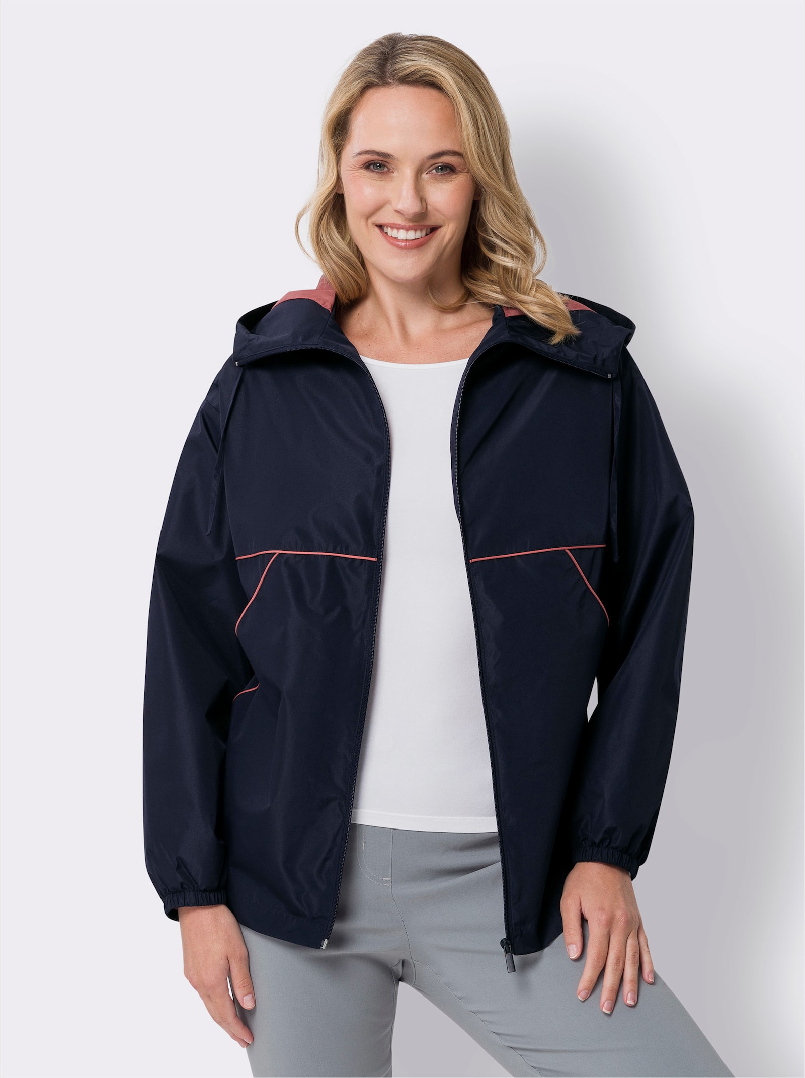 Jacke mit Kontrast-Details - marine