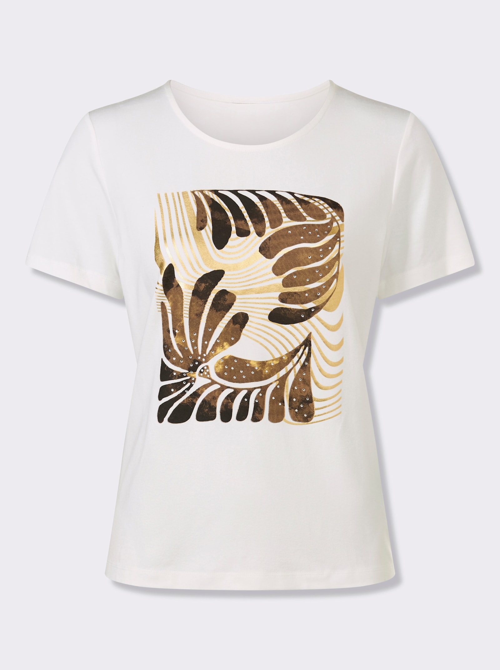 heine Kurzarmshirt mit Ziersteinen - ecru