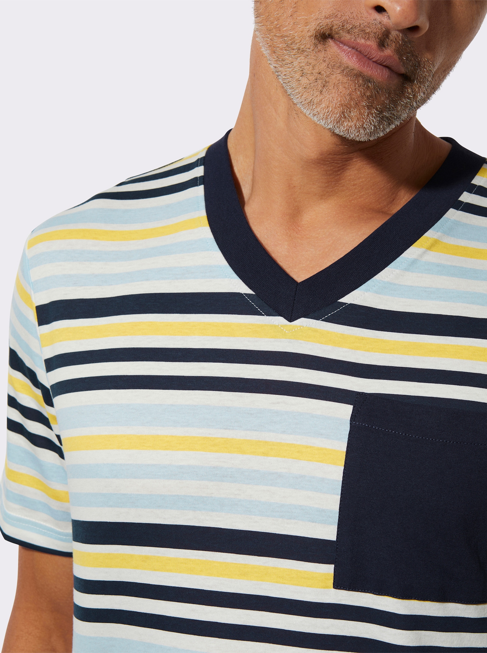 Shorty im Ringel-Look - marine-eisblau-geringelt