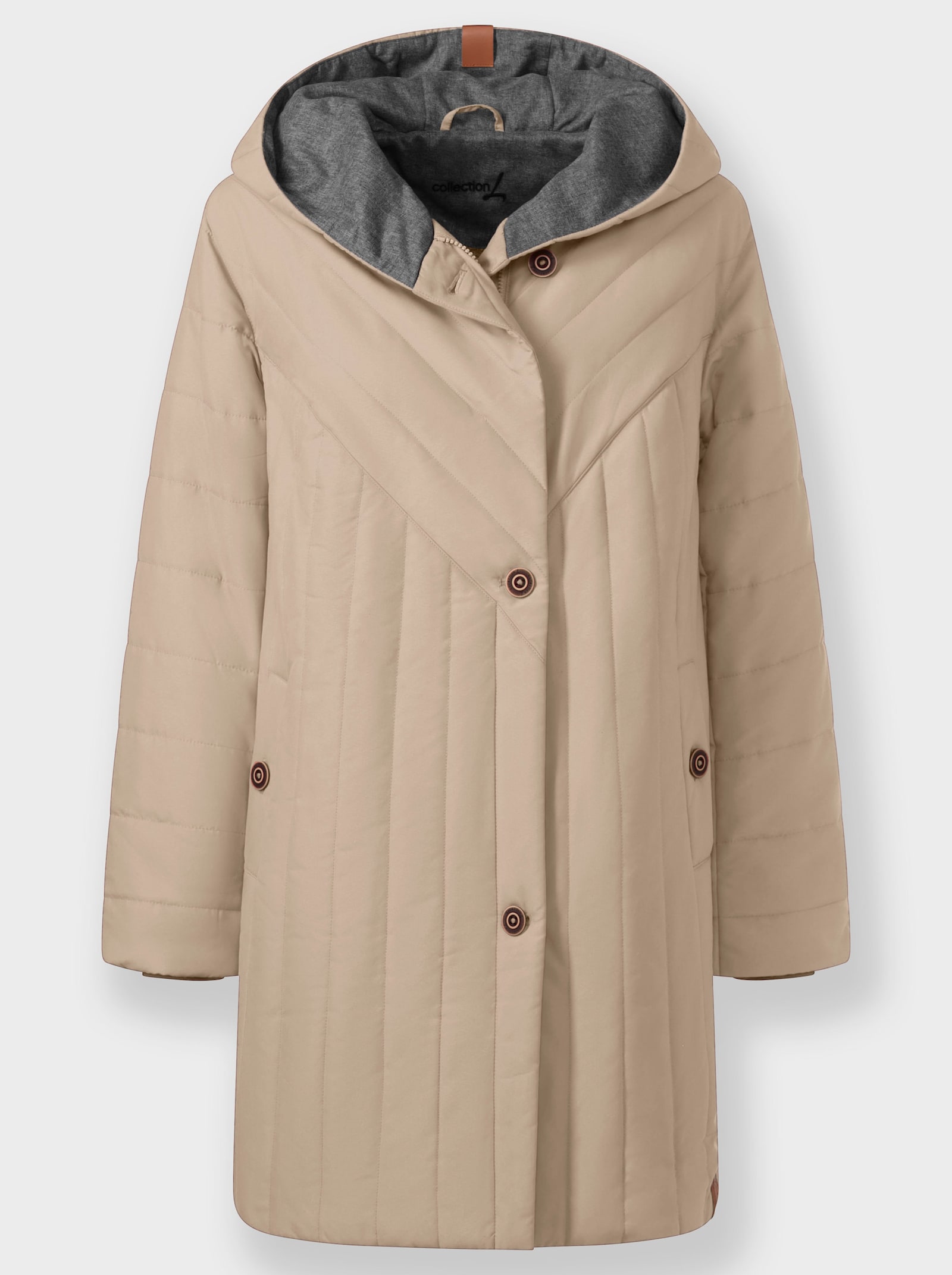 Jacke im Steppmuster-Mix, wärmend - beige-steingrau