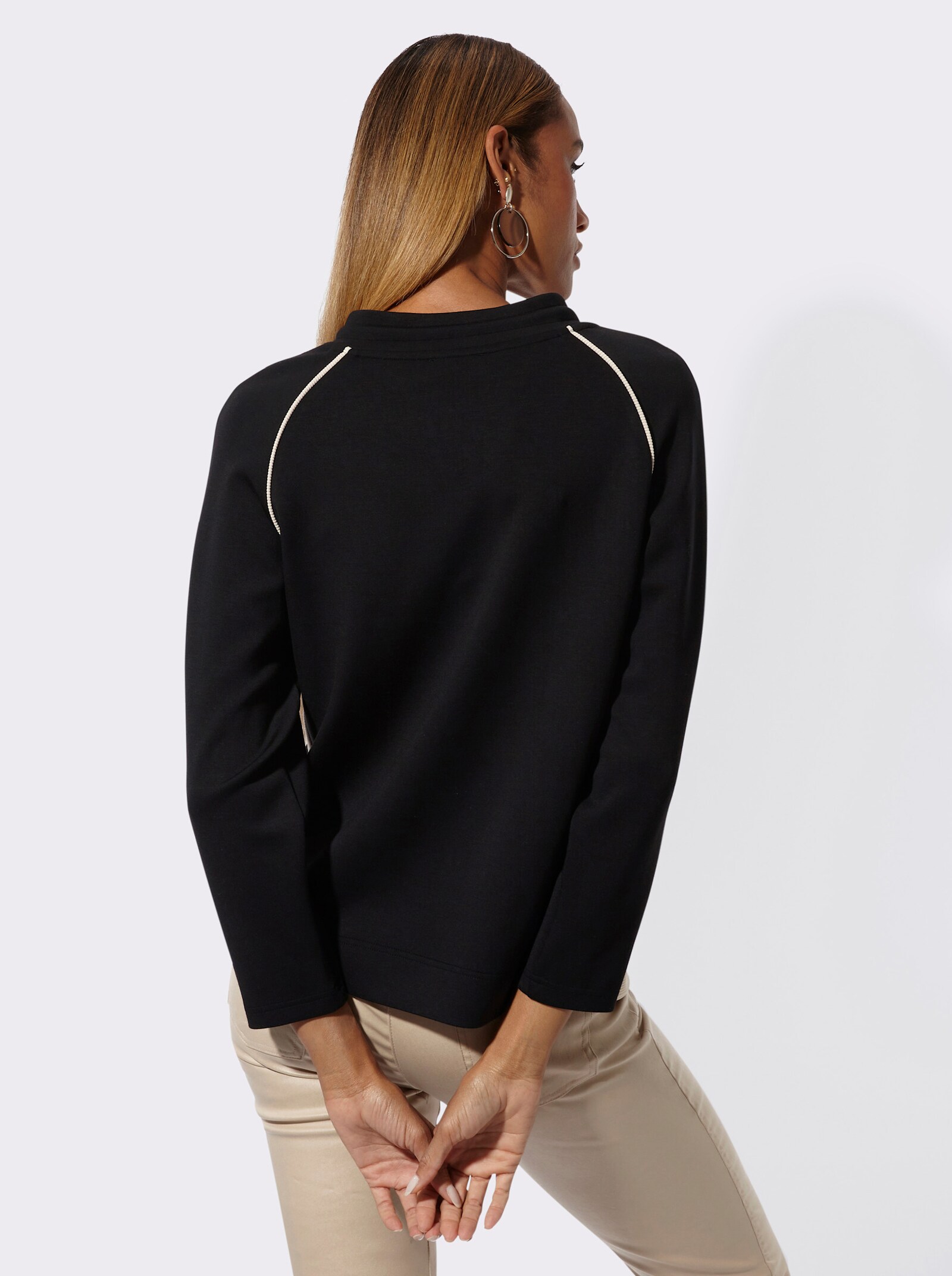 Sweatshirt mit Kontrastakzenten - schwarz