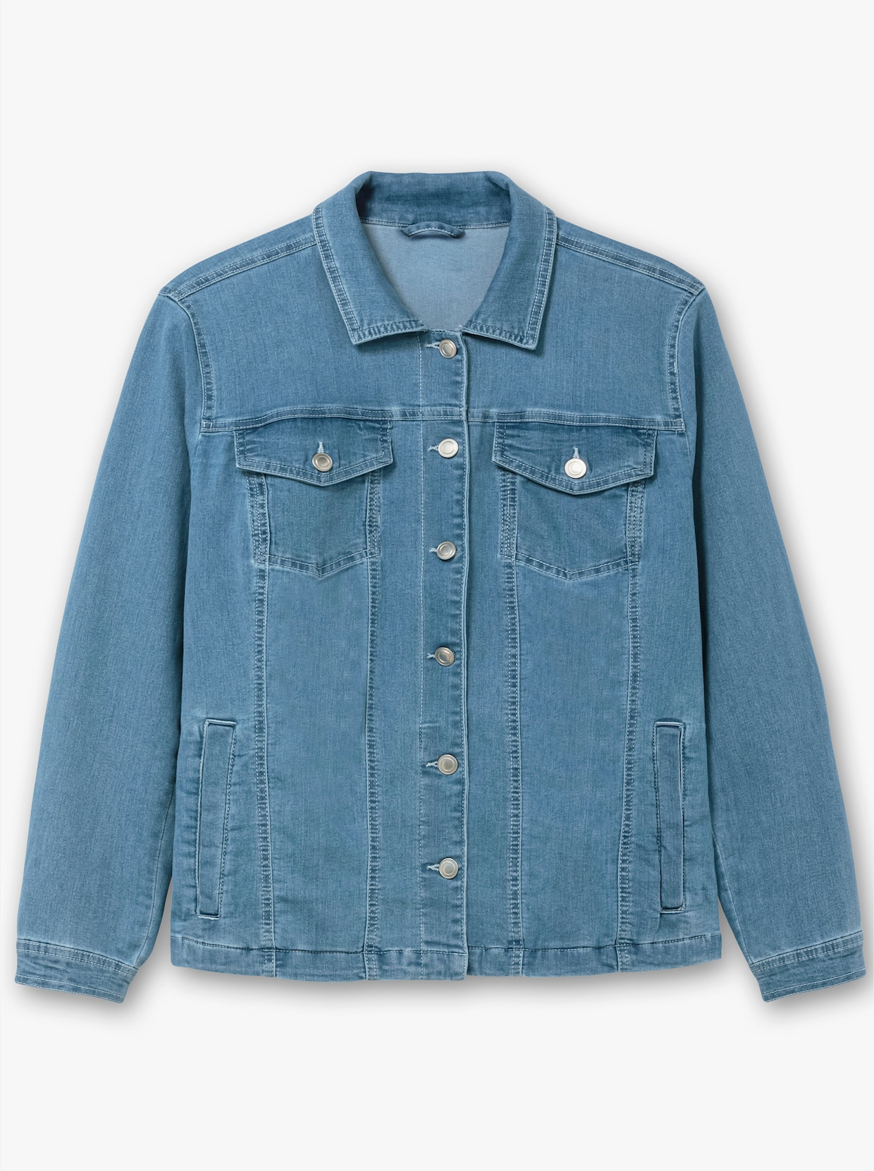 Jeansjacke mit aufgesetzten Brusttaschen - blue-bleached
