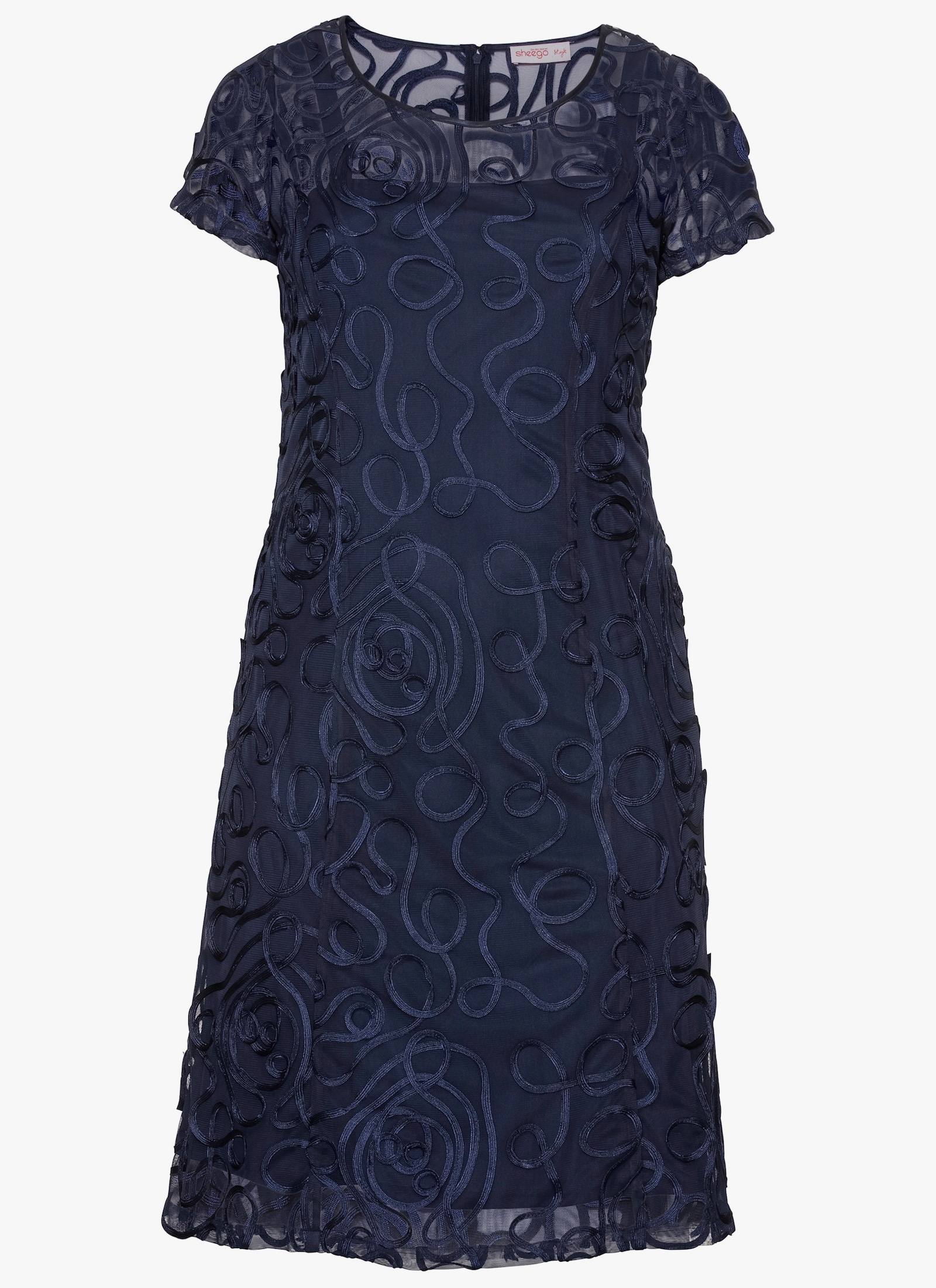 sheego Cocktailjurk met sierranden - marine