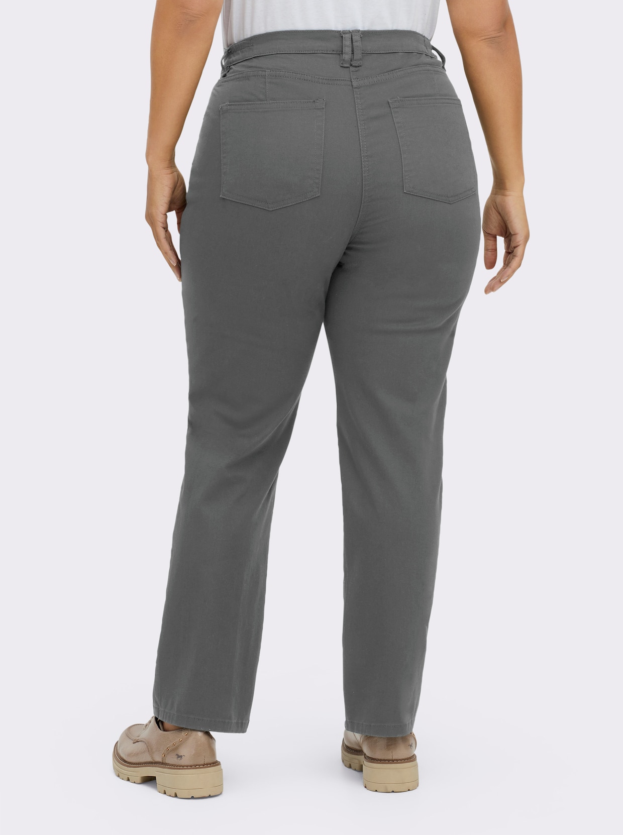 Jeans mit weitem Bein - grey denim